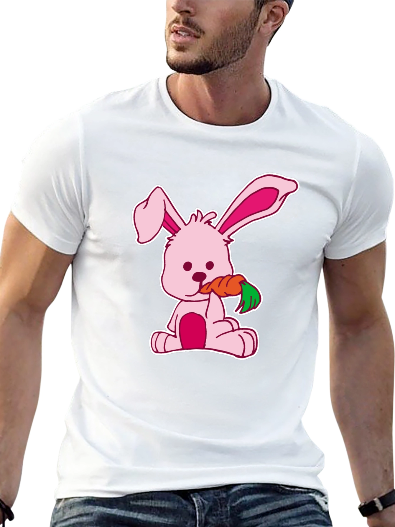 Cute Bunny Carrot Black T-Shirt
