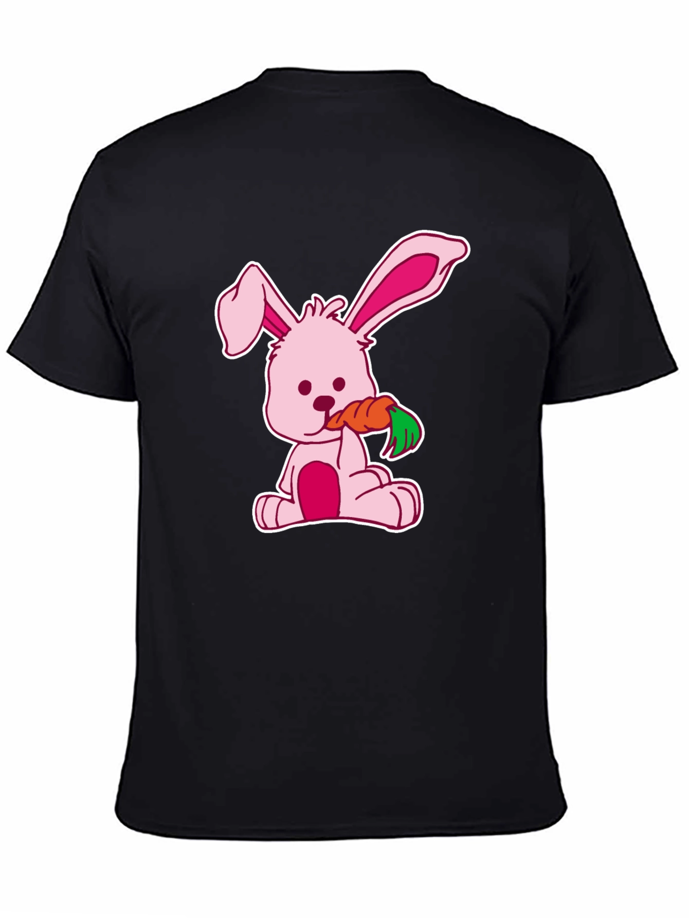 Cute Bunny Carrot Black T-Shirt