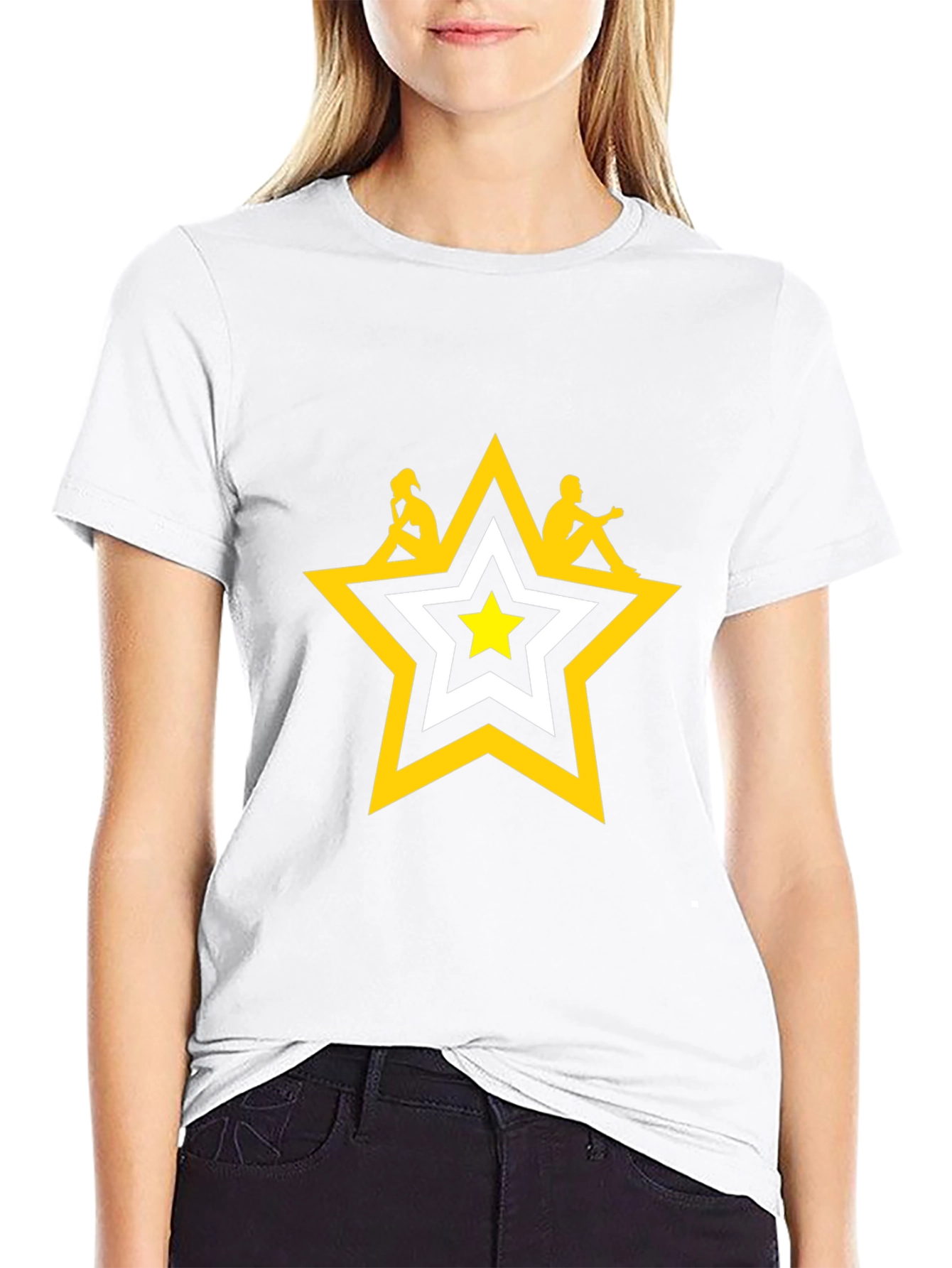 Star Graphic Tee - Black Cotton T-Shirt