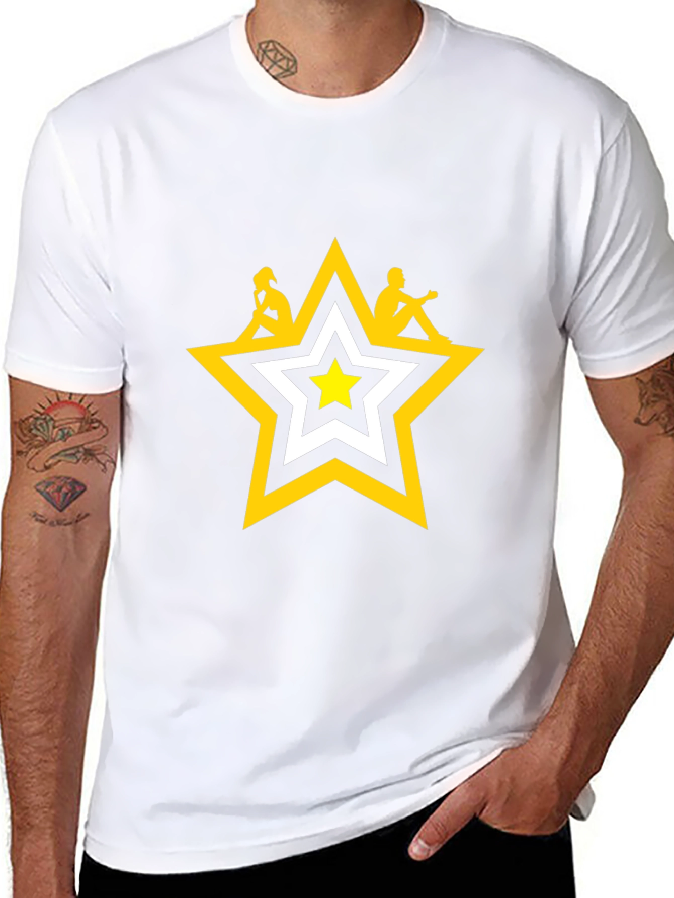 Star Graphic Tee - Black Cotton T-Shirt