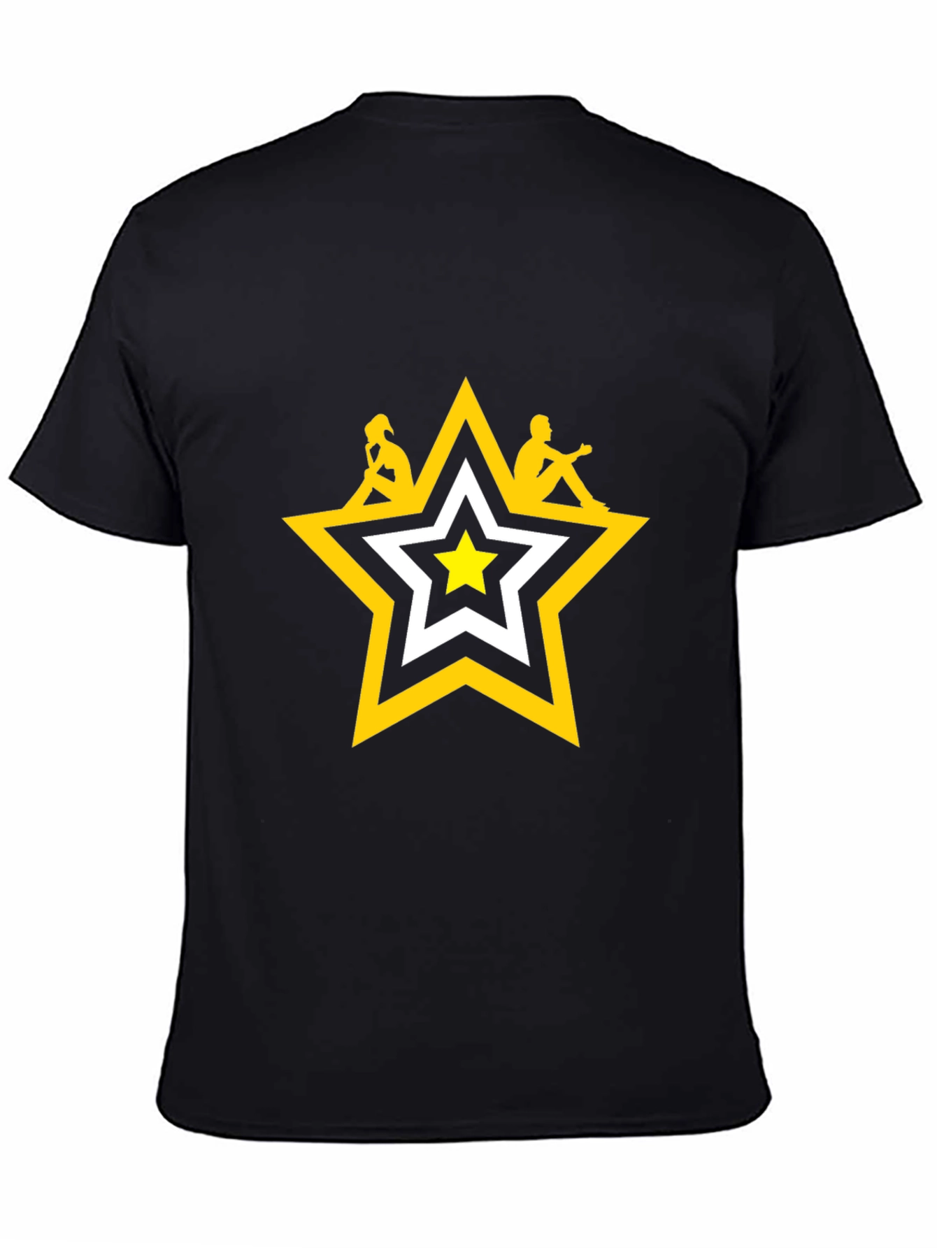 Star Graphic Tee - Black Cotton T-Shirt