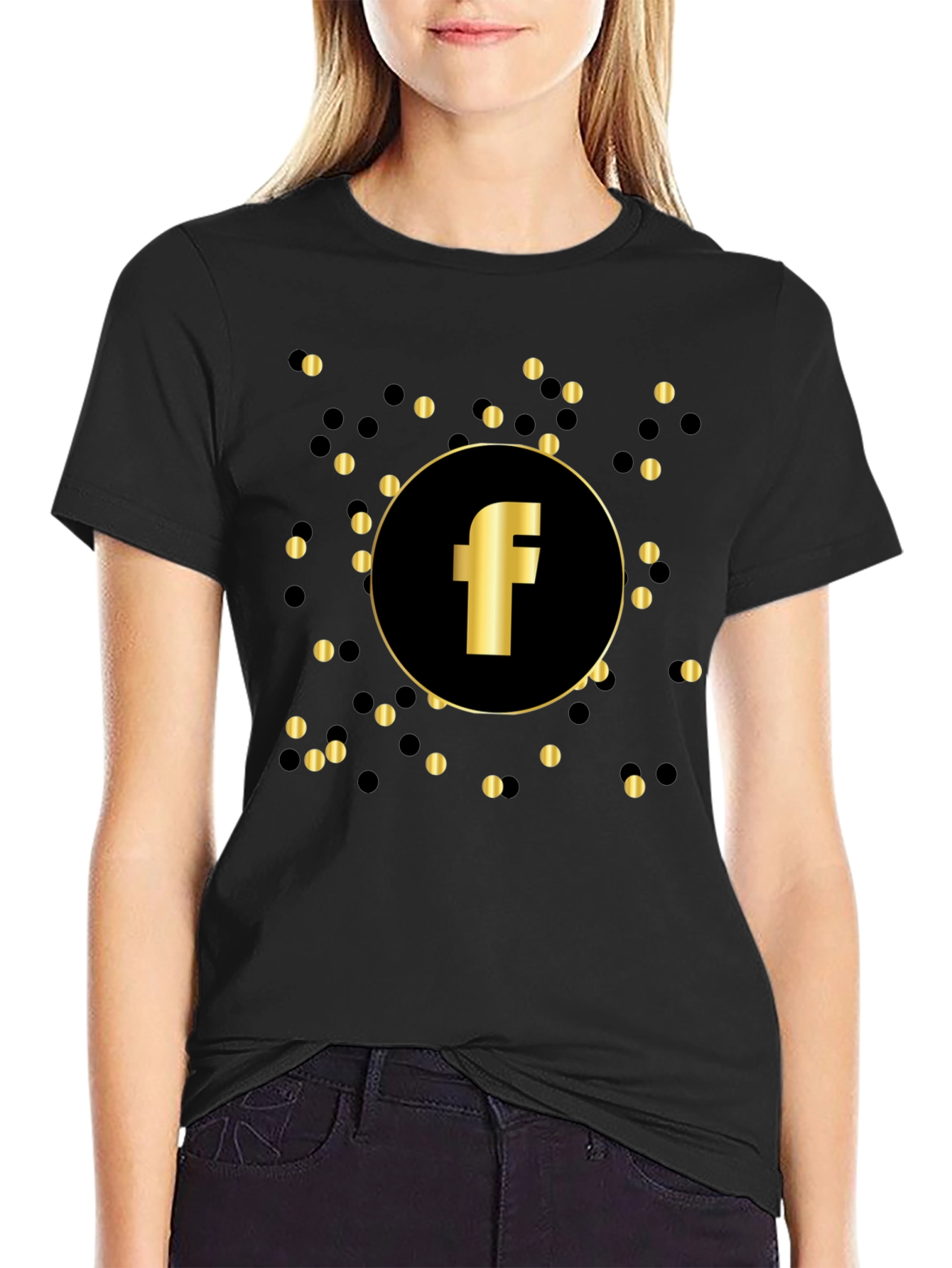 Golden F Logo Black T-Shirt
