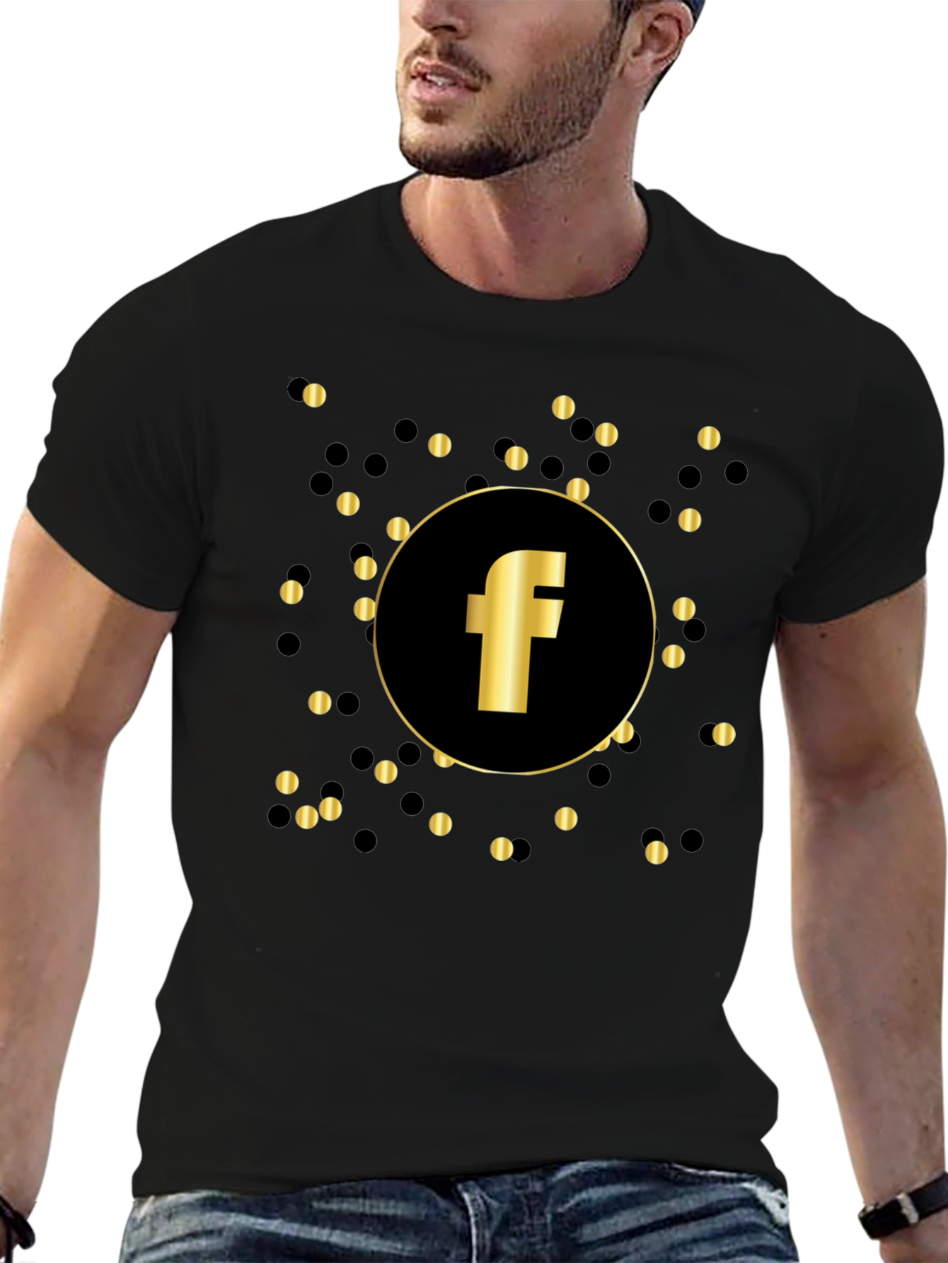 Golden F Logo Black T-Shirt