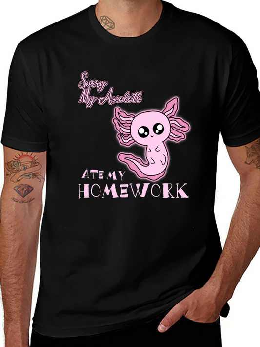 Axolotl Ate My Homework Funny Graphic T-Shirt