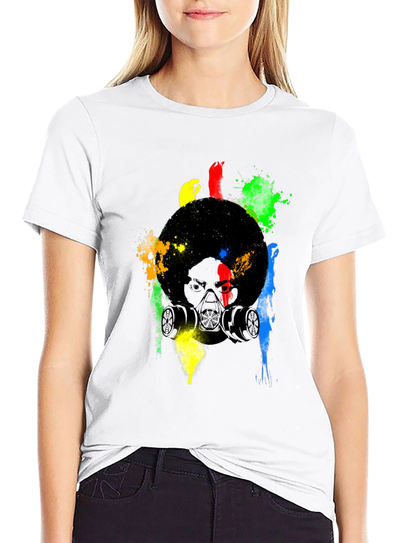 Abstract Gas Mask Graphic T-Shirt - Mens Black Tee