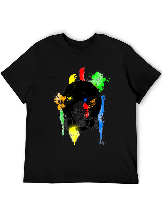 Abstract Gas Mask Graphic T-Shirt - Mens Black Tee