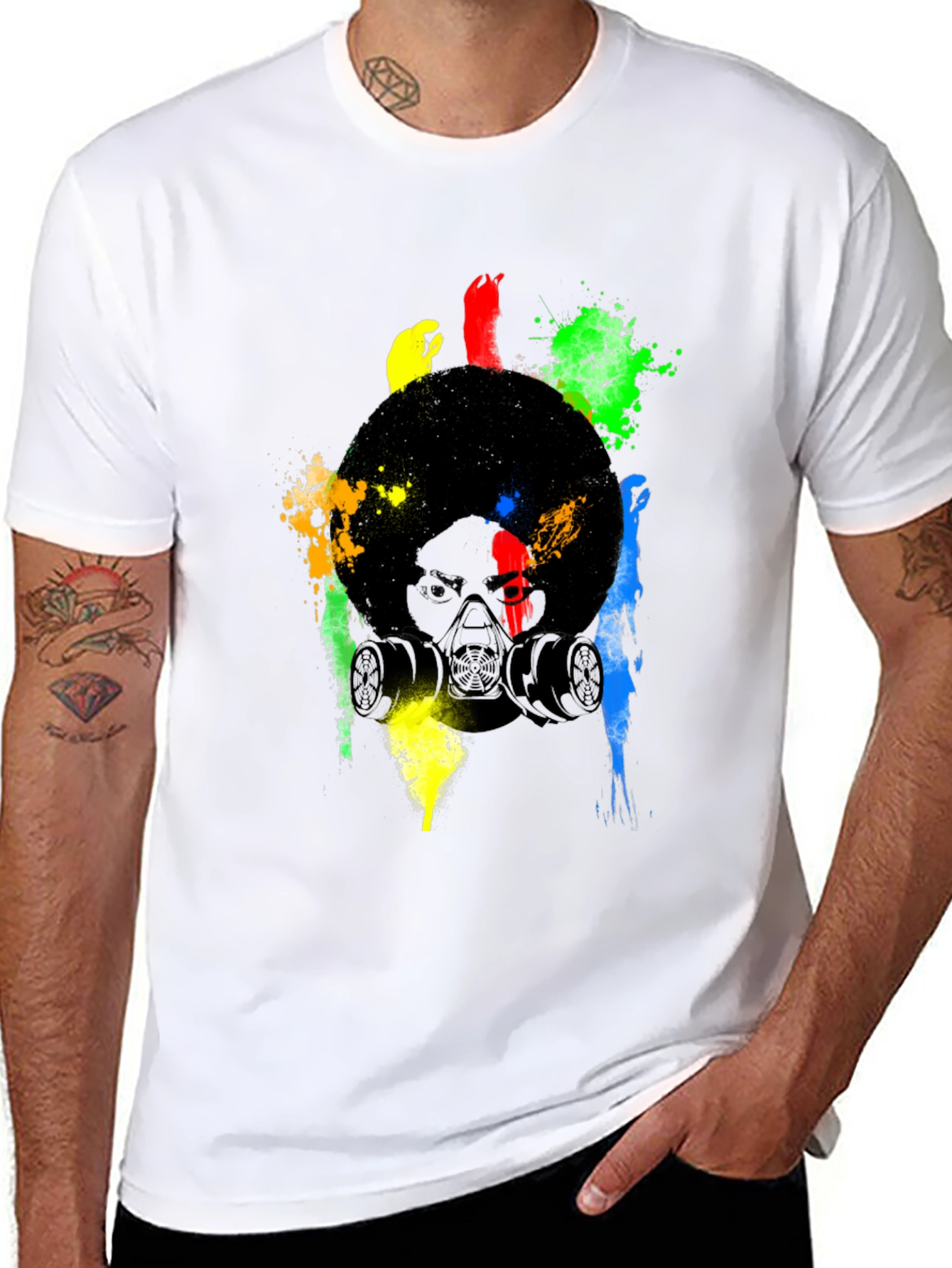 Abstract Gas Mask Graphic T-Shirt - Mens Black Tee