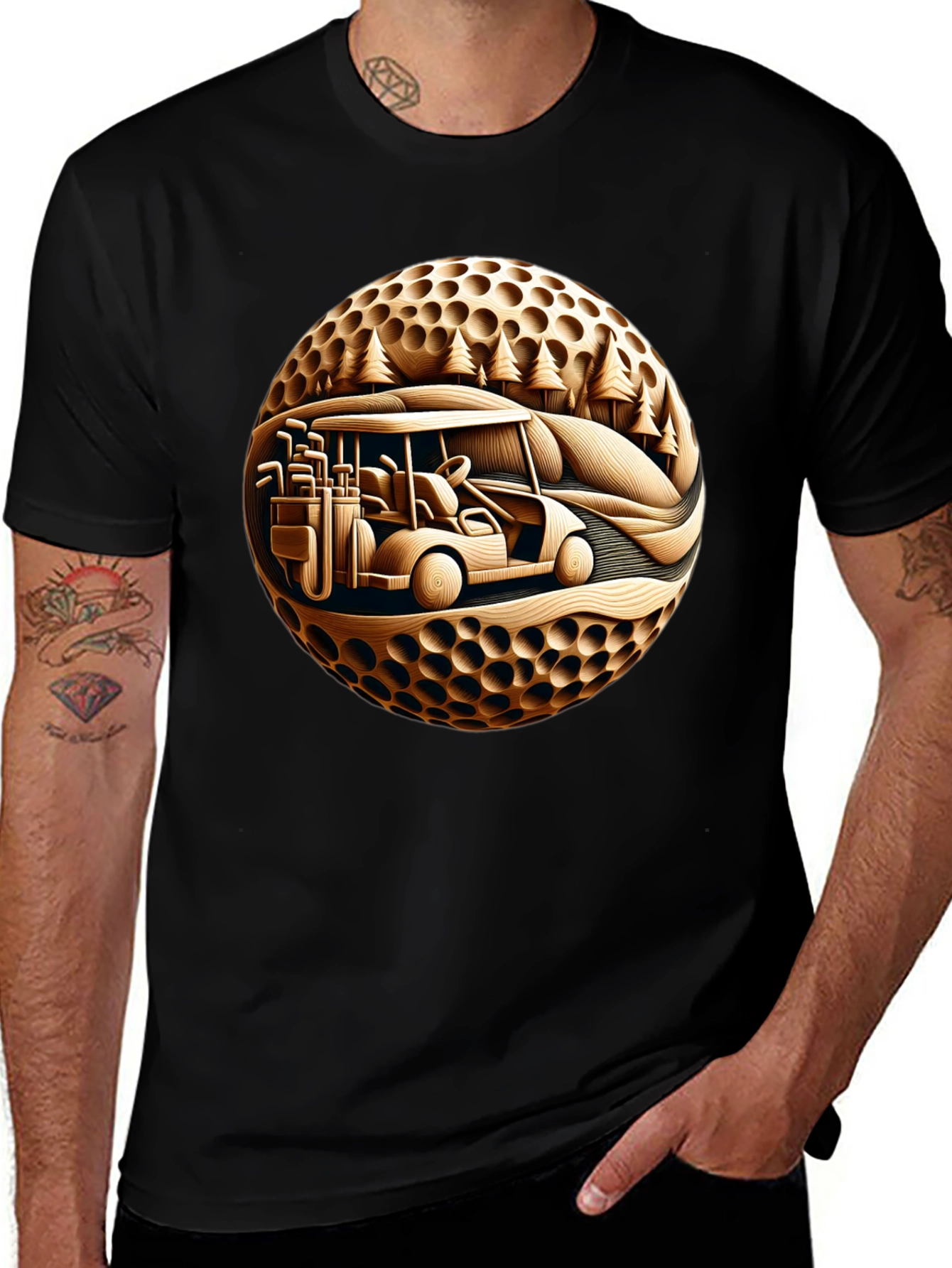 Golf Cart Graphic Tee - Novelty Golf Ball Design