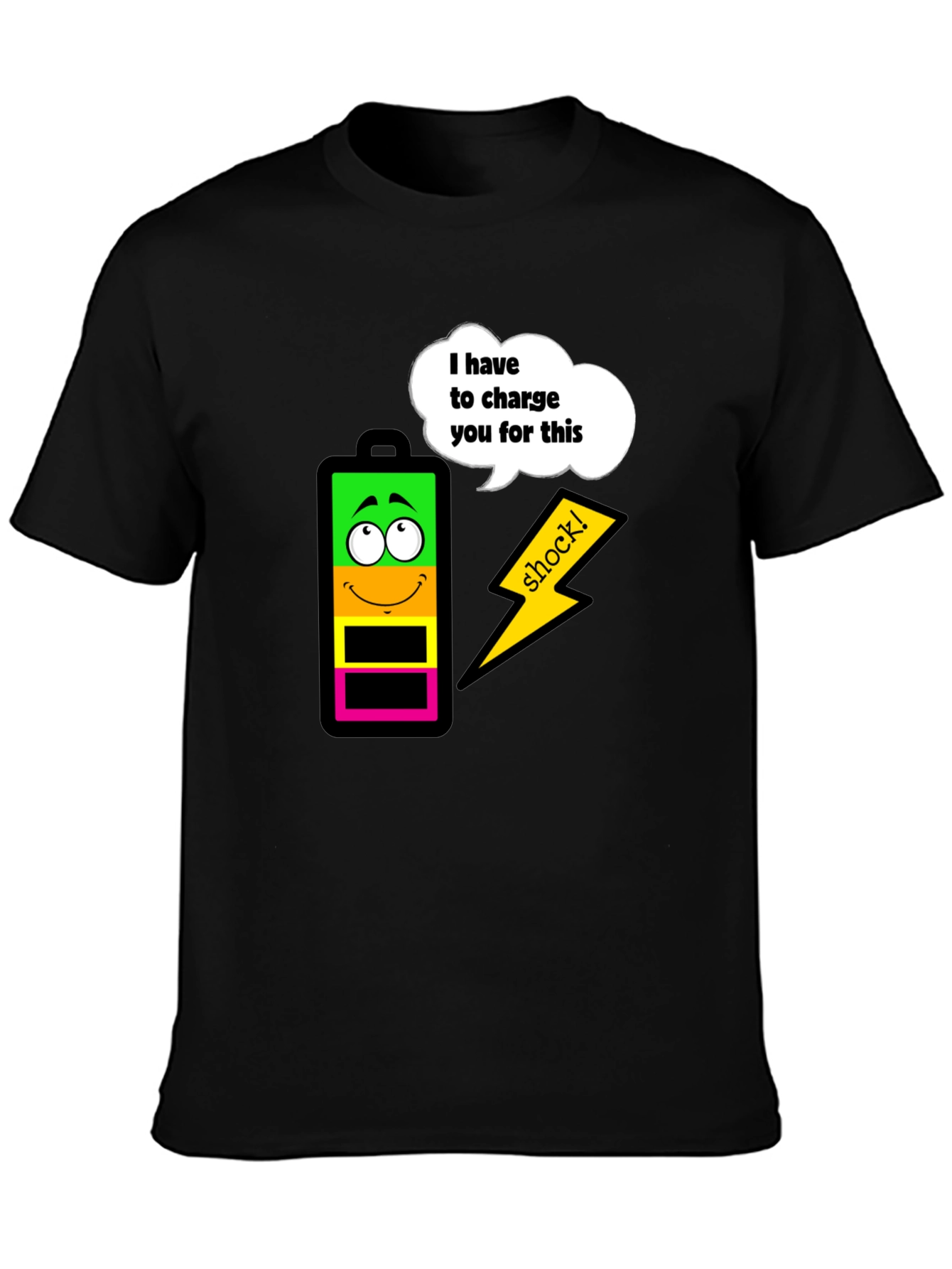 Funny Charge You Black Graphic T-Shirt