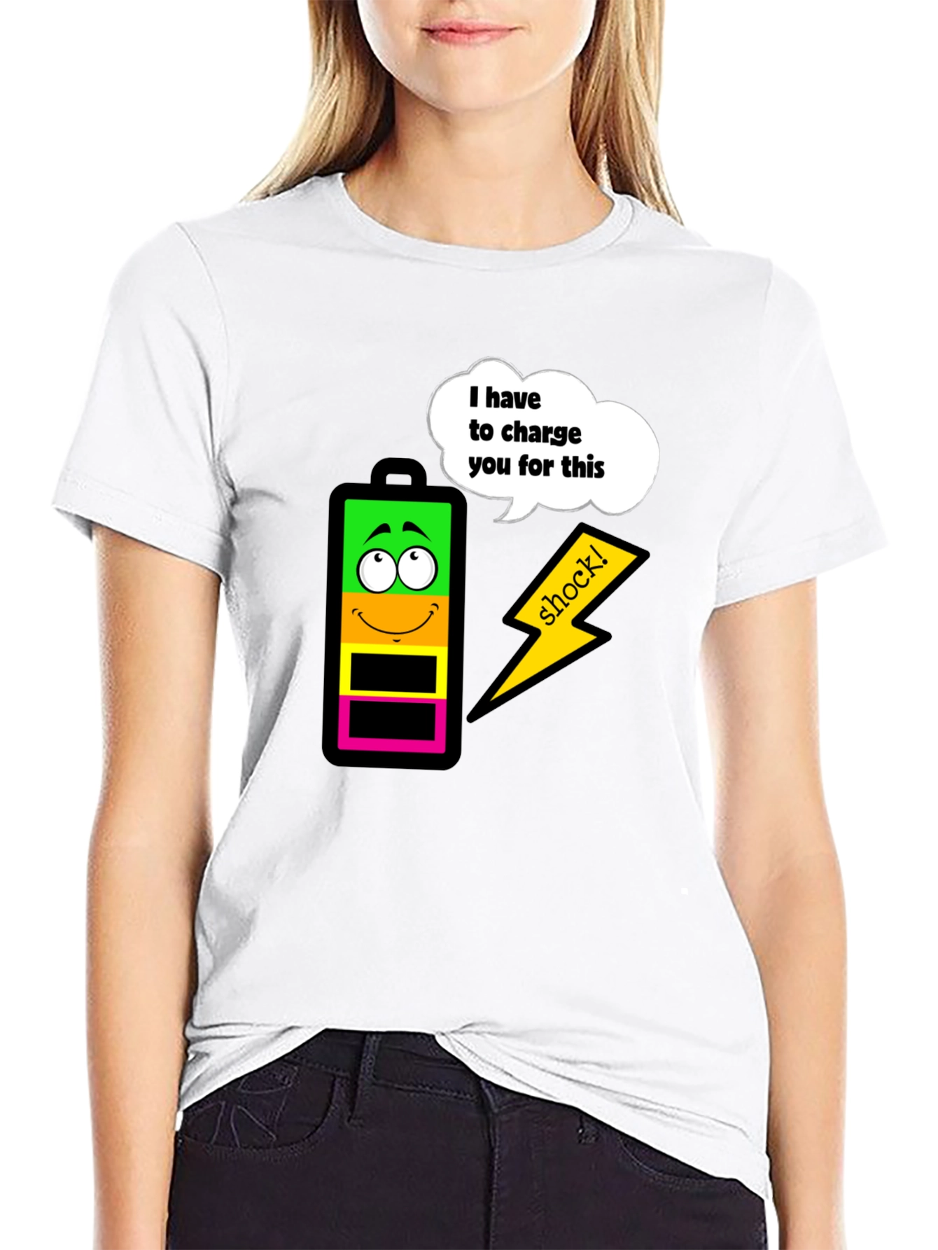 Funny Charge You Black Graphic T-Shirt