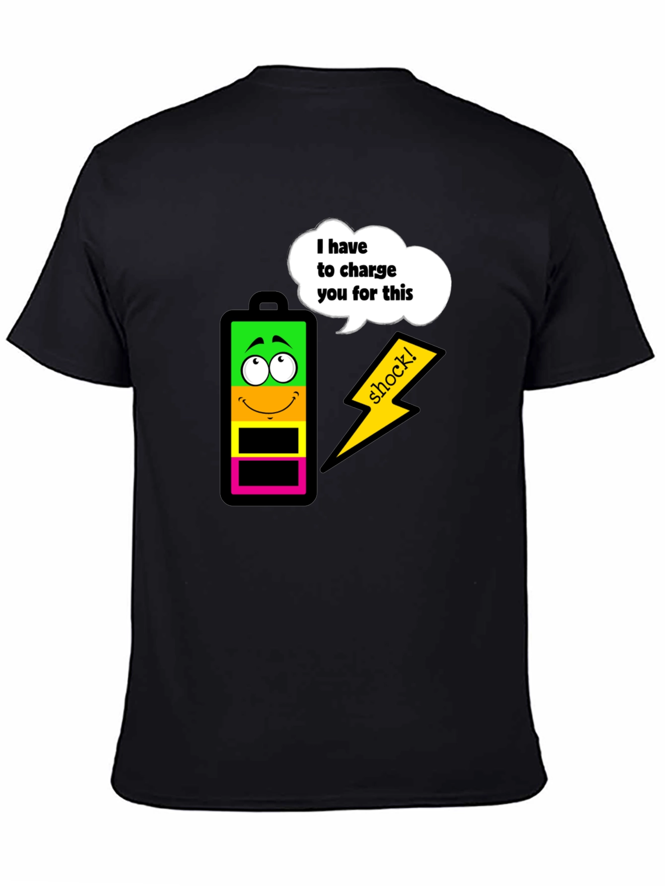 Funny Charge You Black Graphic T-Shirt