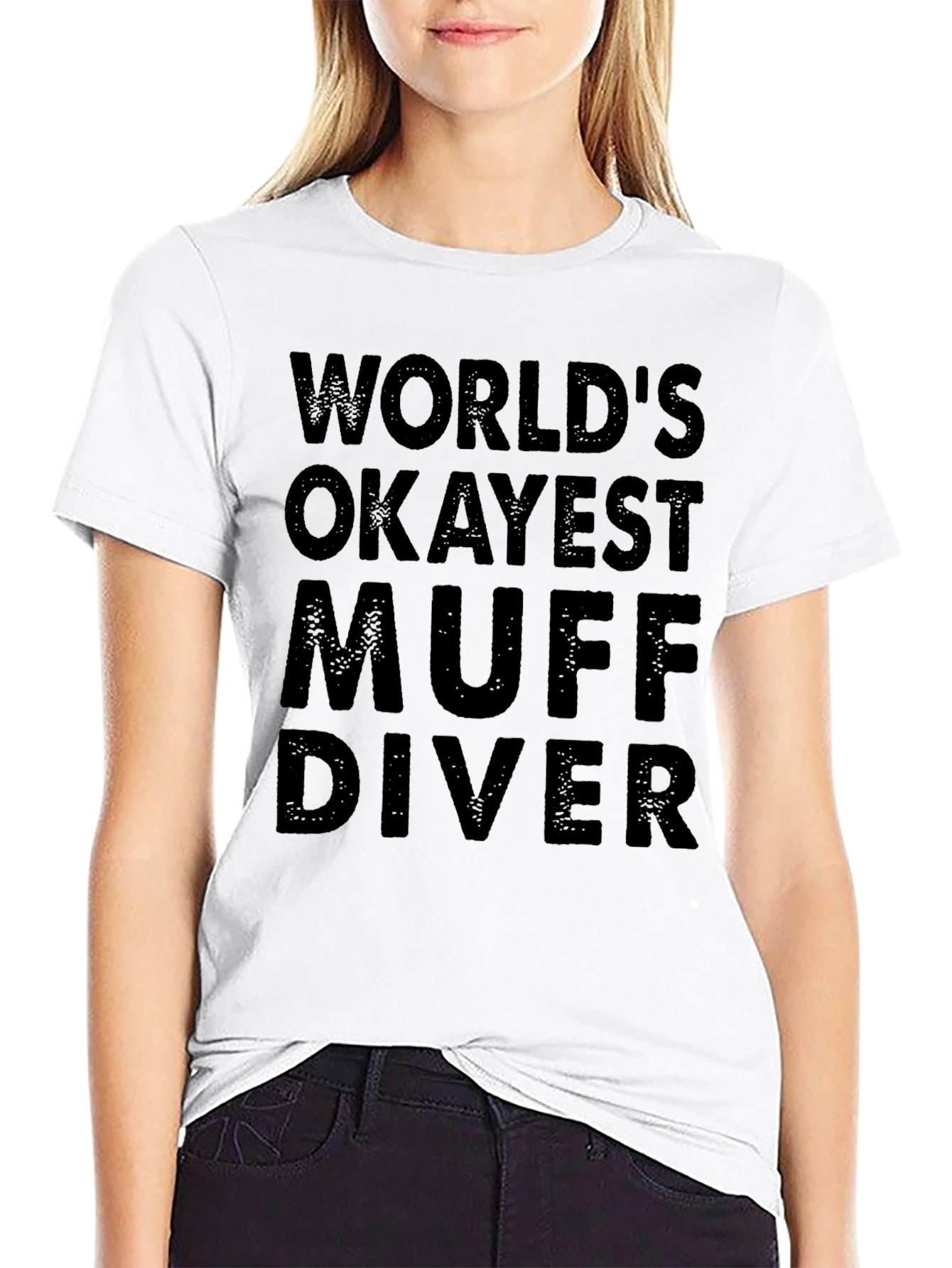 Worlds Okayest Muff Diver Black Graphic T-Shirt