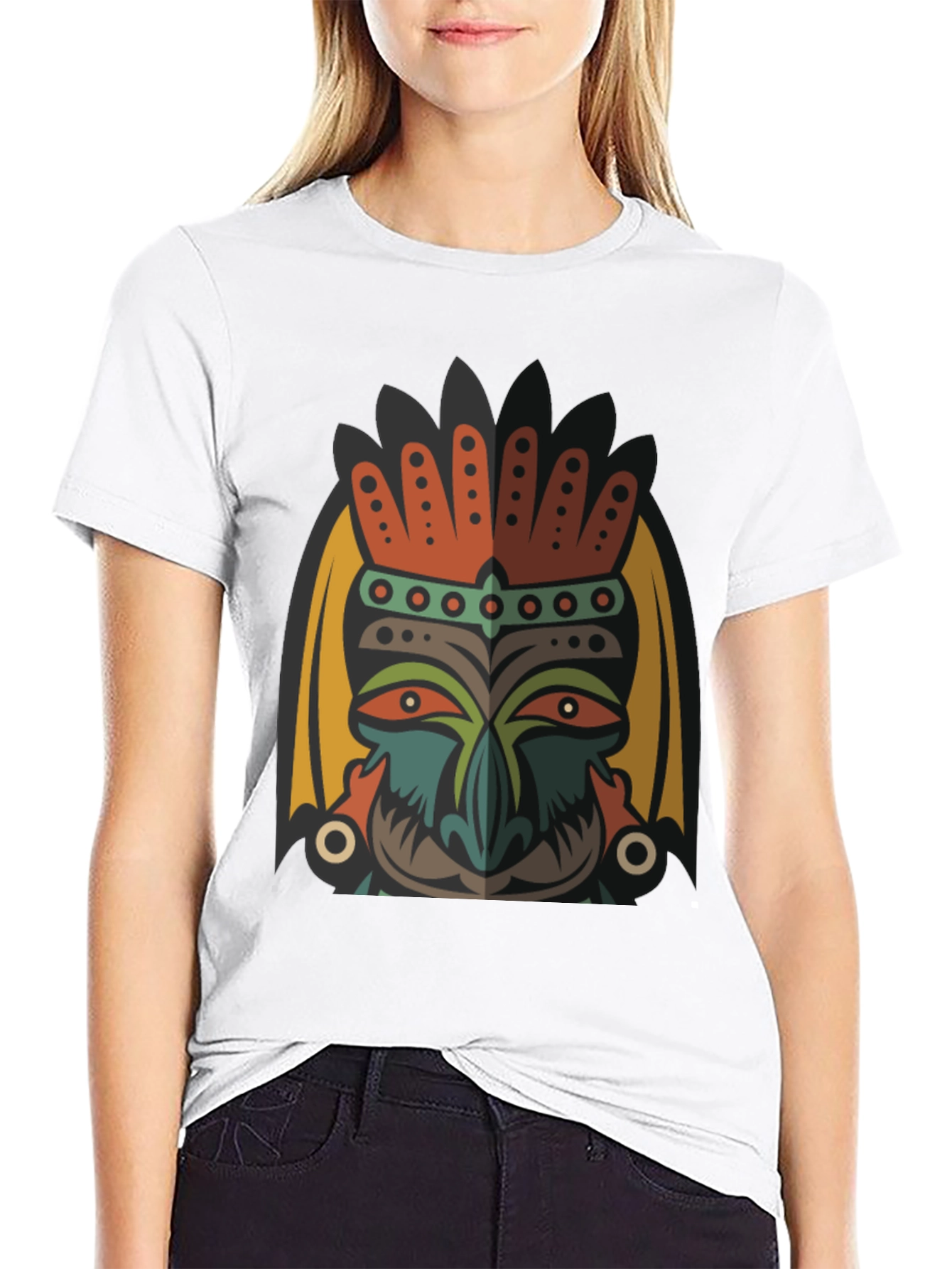 Tribal Mask Graphic Black T-Shirt