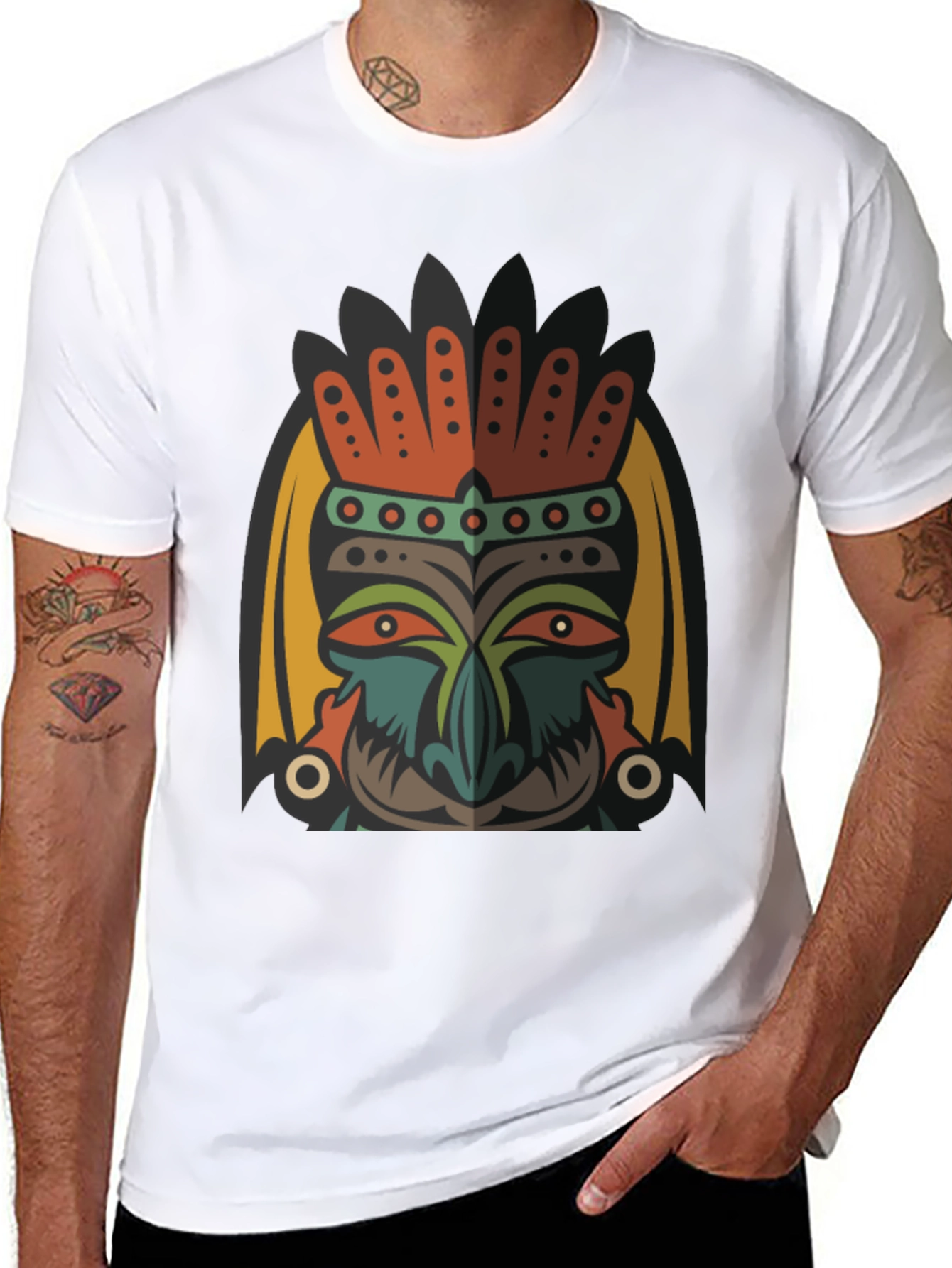Tribal Mask Graphic Black T-Shirt