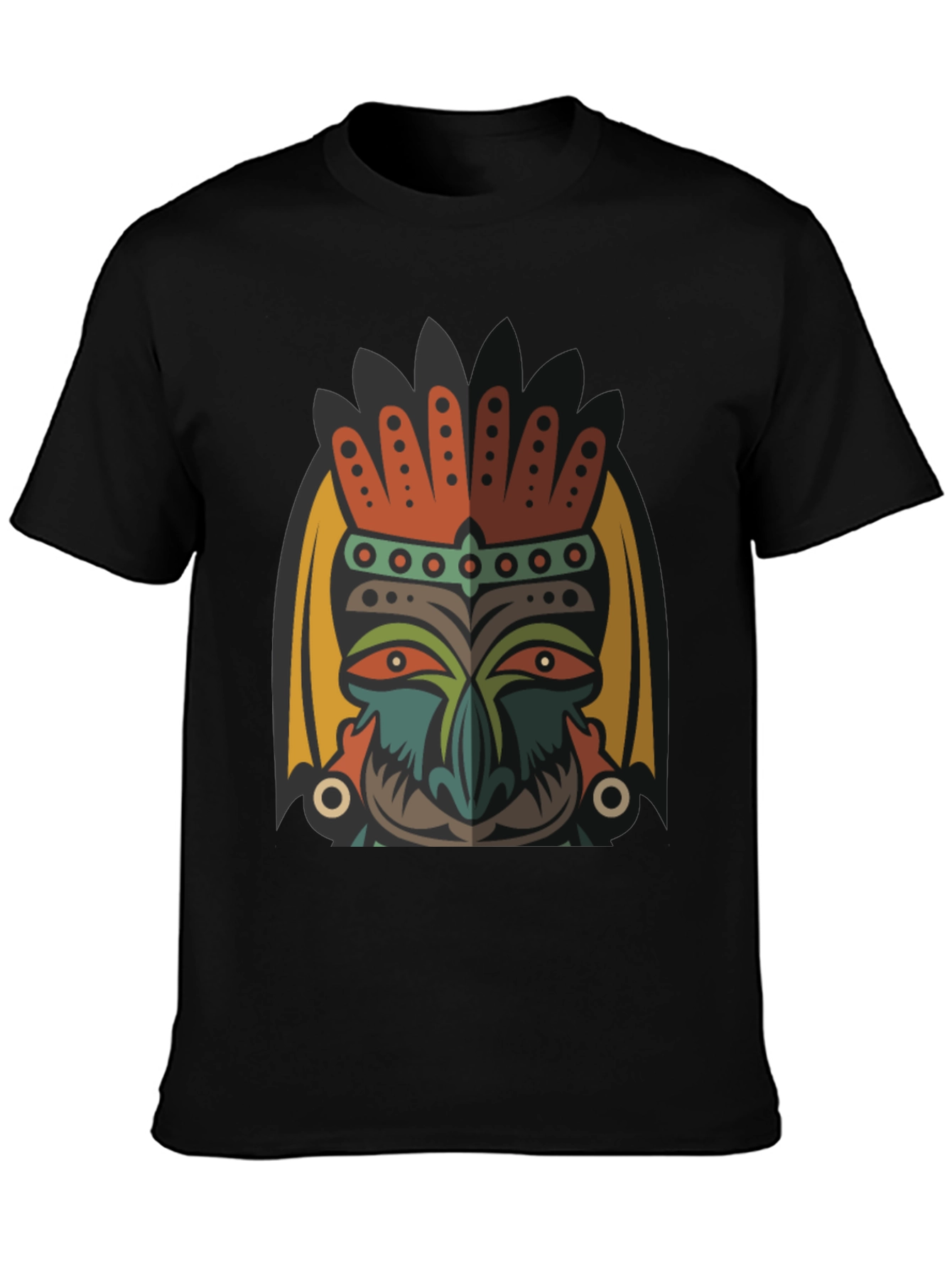 Tribal Mask Graphic Black T-Shirt
