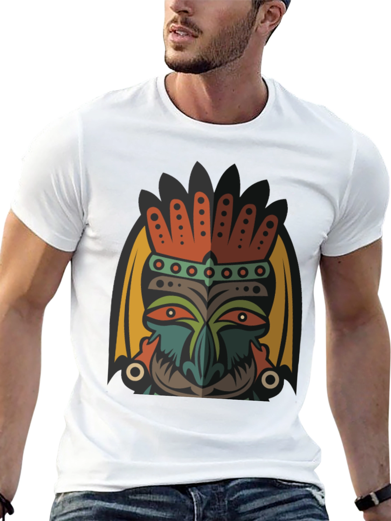 Tribal Mask Graphic Black T-Shirt