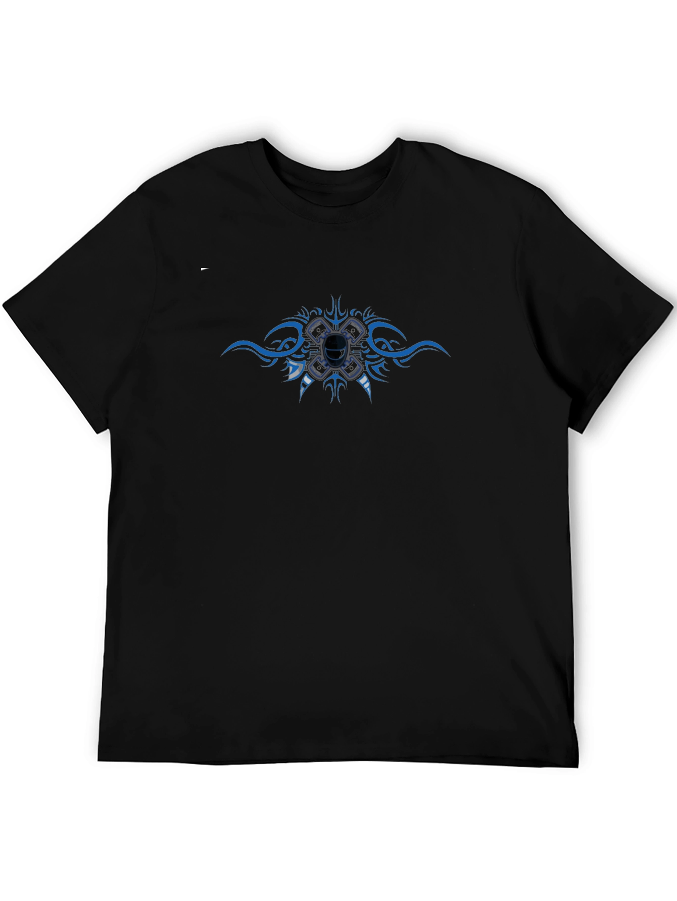 Black T-Shirt with Tattoo Style Engine Design