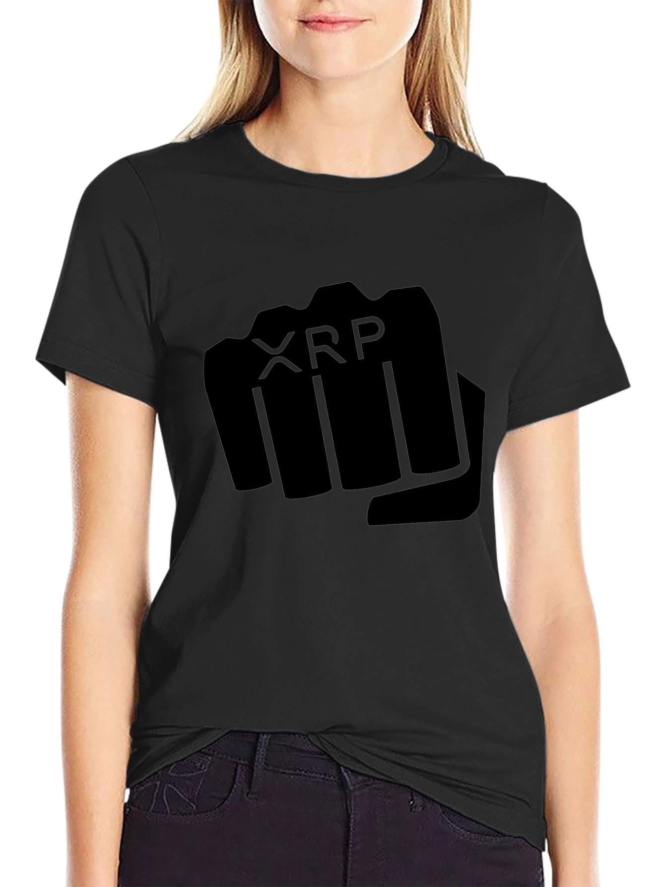 XRP Fist Black T-Shirt - Crypto Supporter Tee