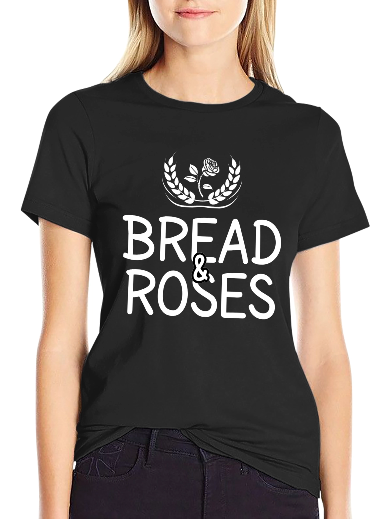 Bread & Roses Graphic Tee - Black