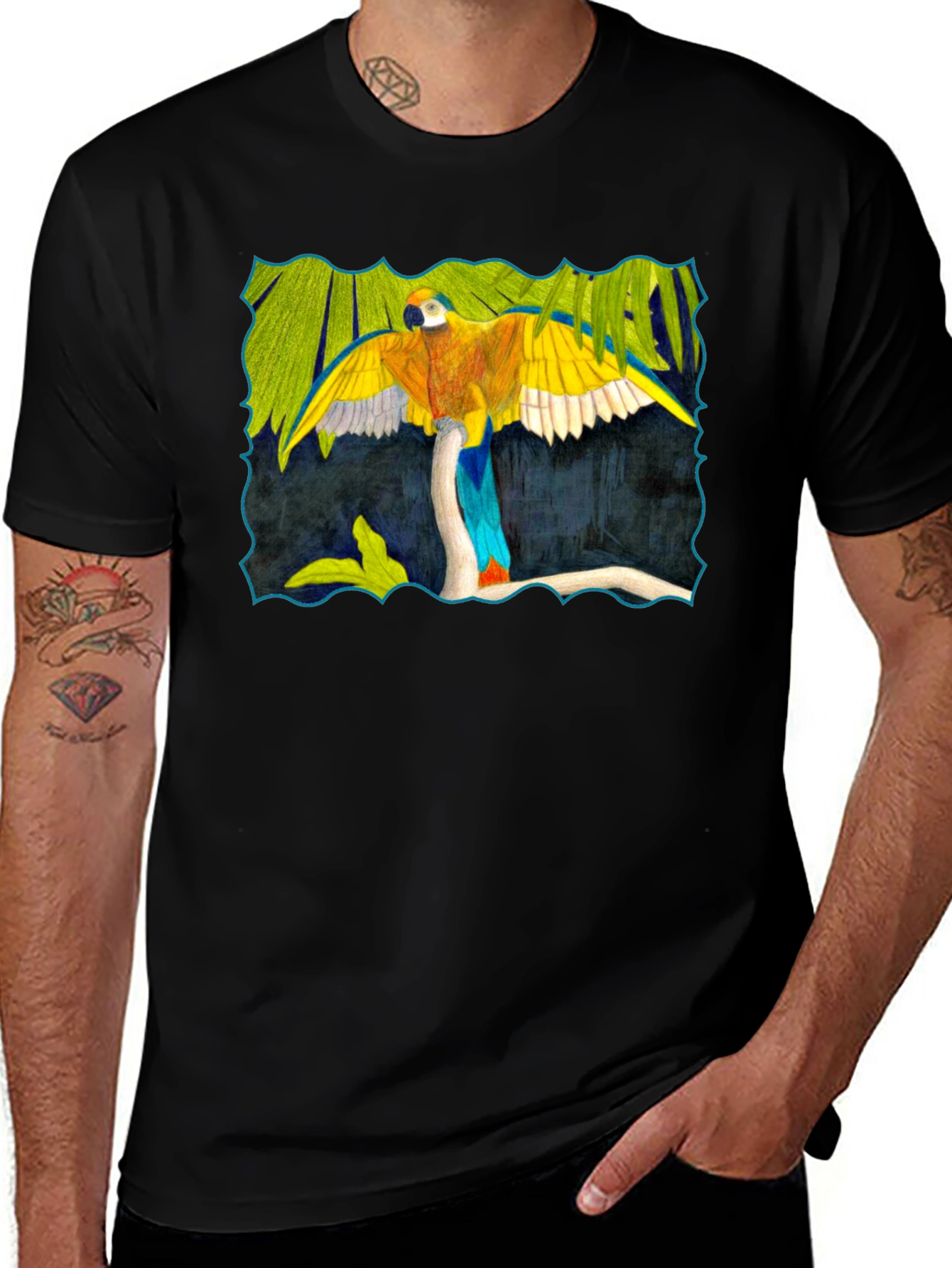 Parrot Graphic Black T-Shirt