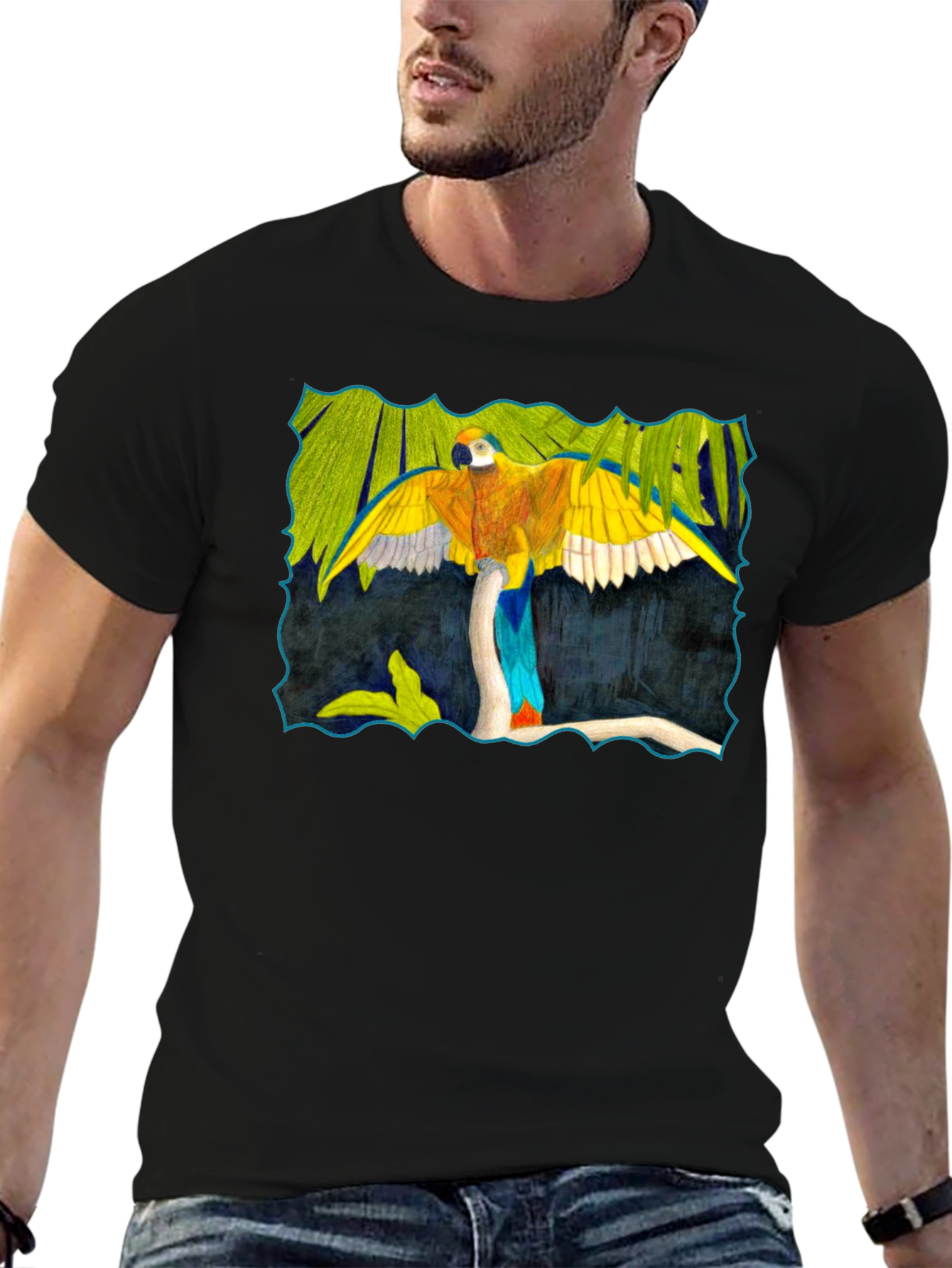 Parrot Graphic Black T-Shirt
