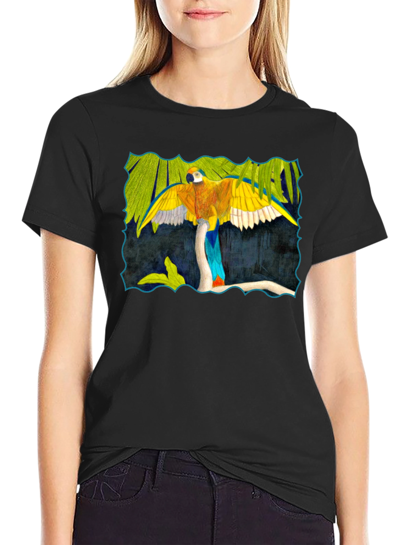 Parrot Graphic Black T-Shirt