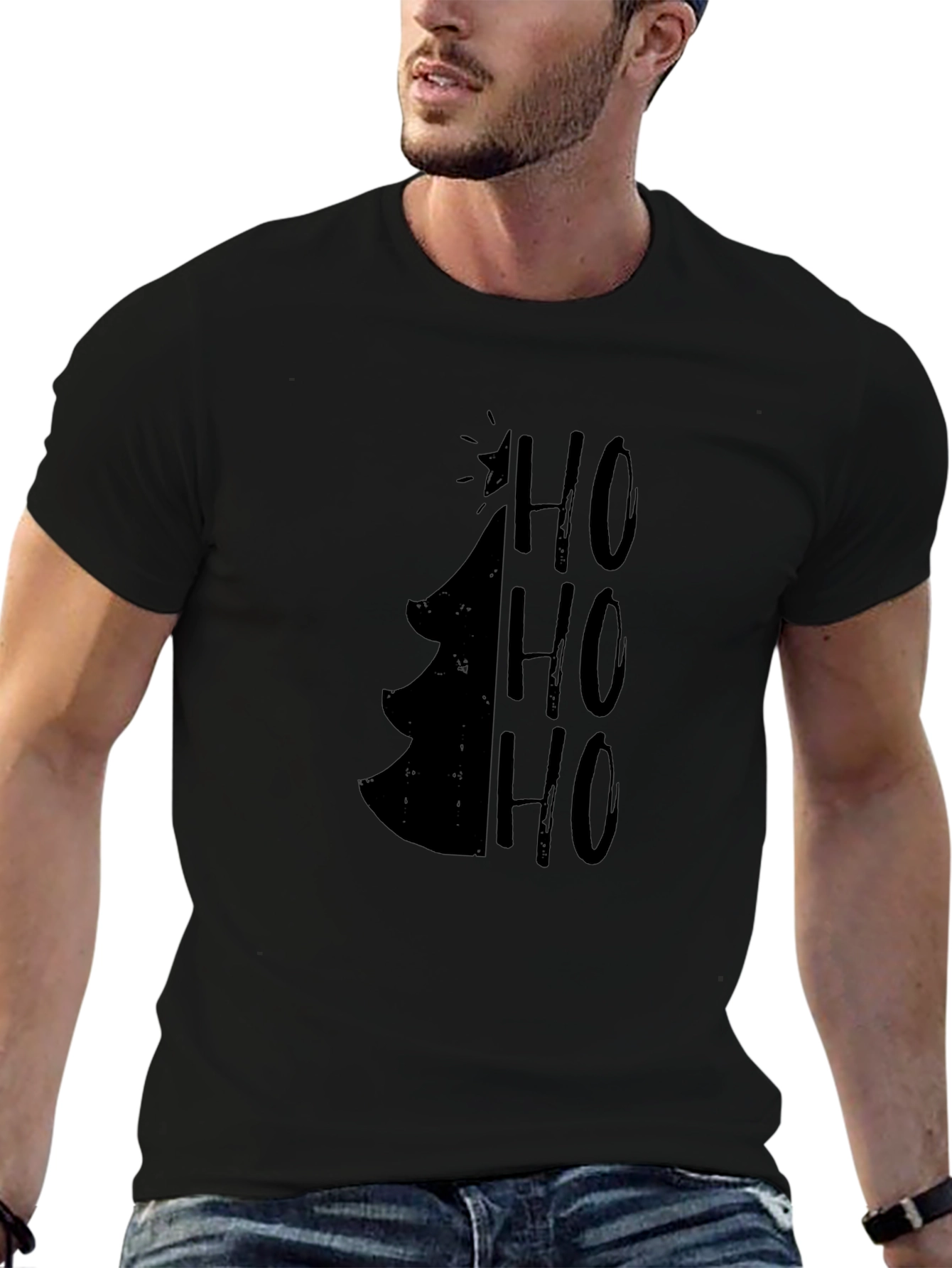 Christmas Tree HO HO HO Mens Graphic Tee