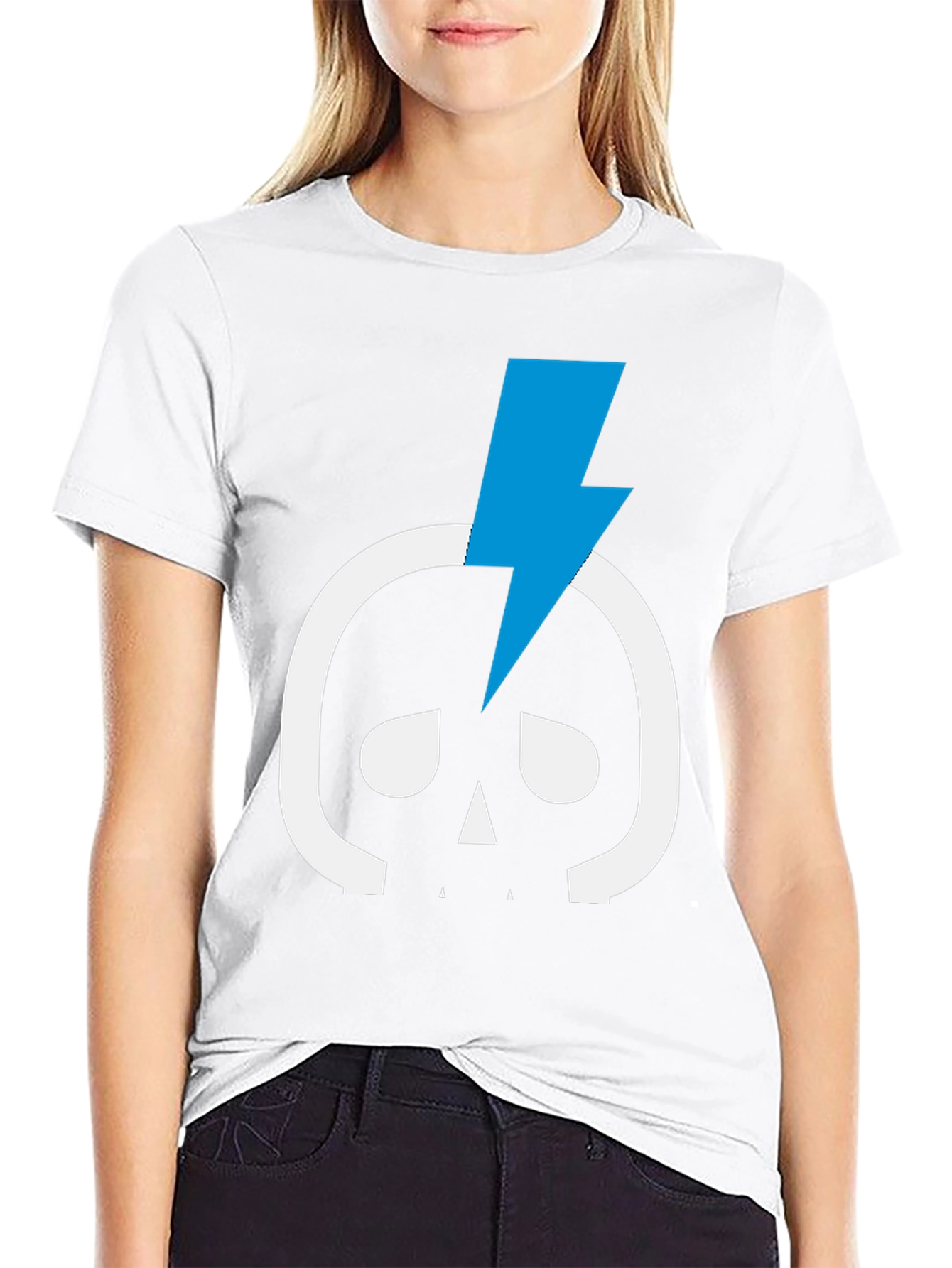 Skull & Lightning Bolt Graphic Tee - Black