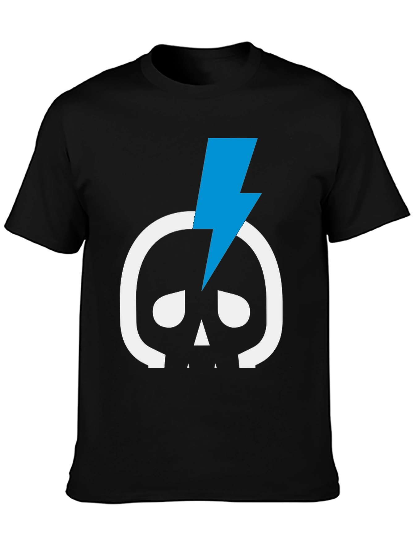 Skull & Lightning Bolt Graphic Tee - Black