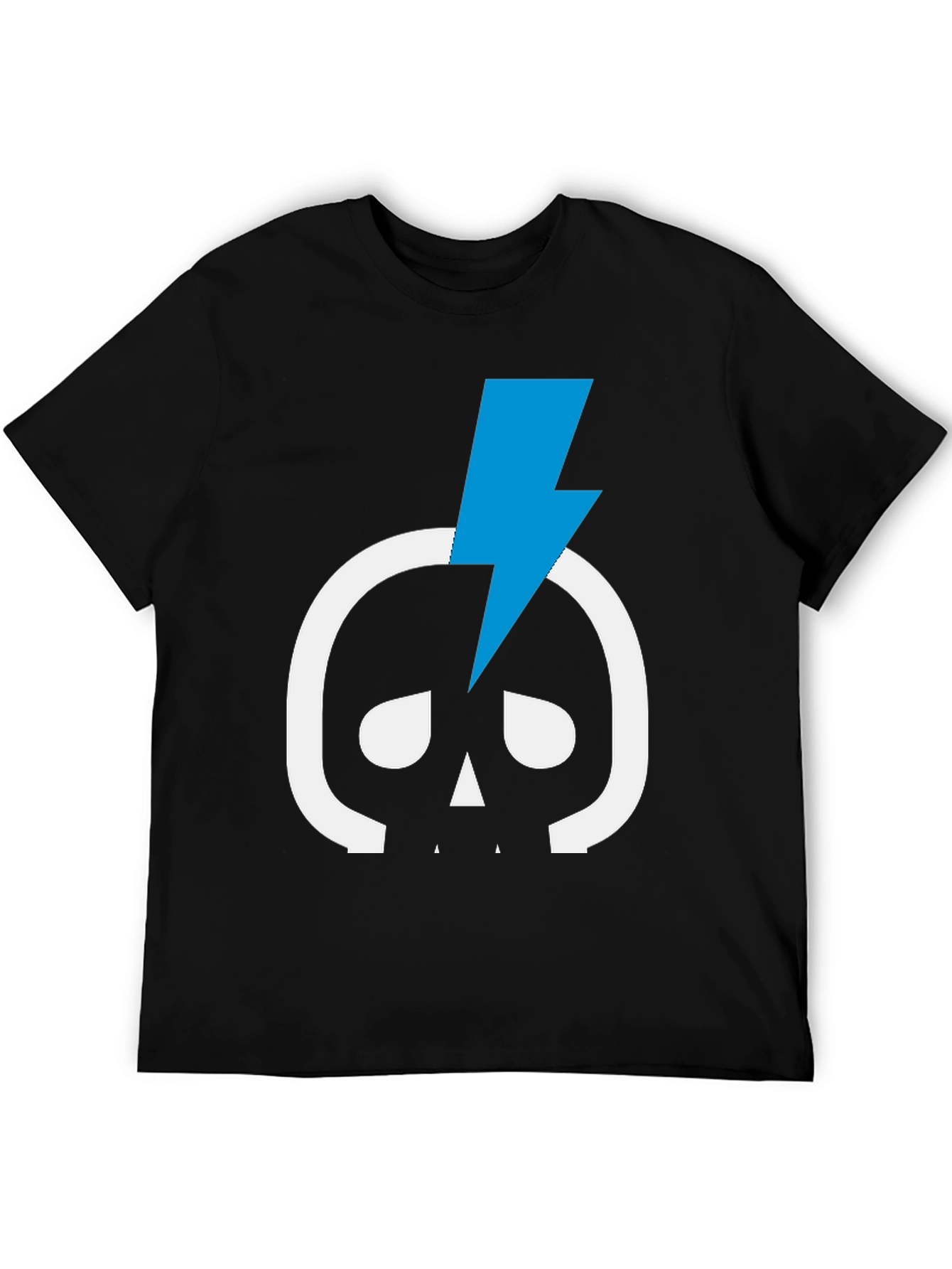 Skull & Lightning Bolt Graphic Tee - Black