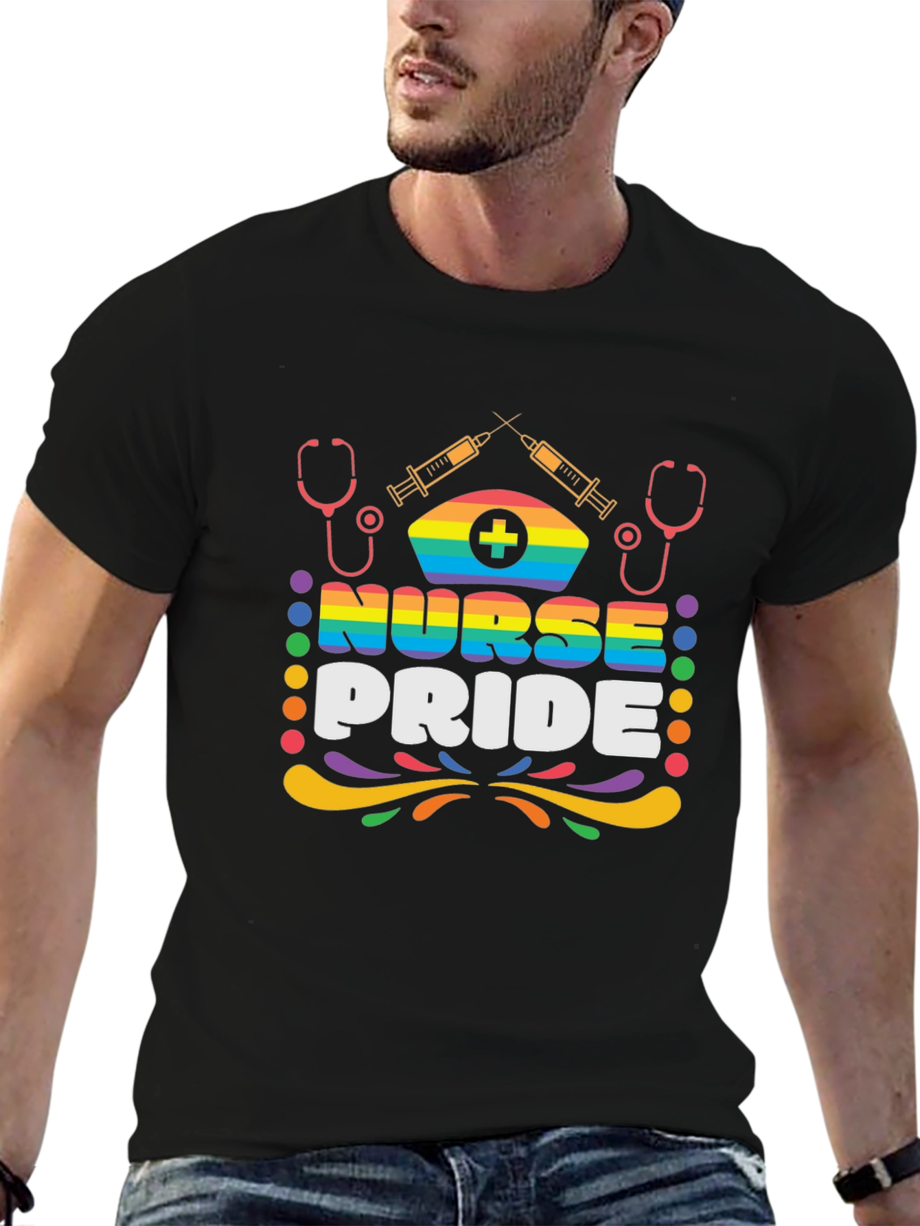 Nurse Pride Graphic T-Shirt LGBT Rainbow