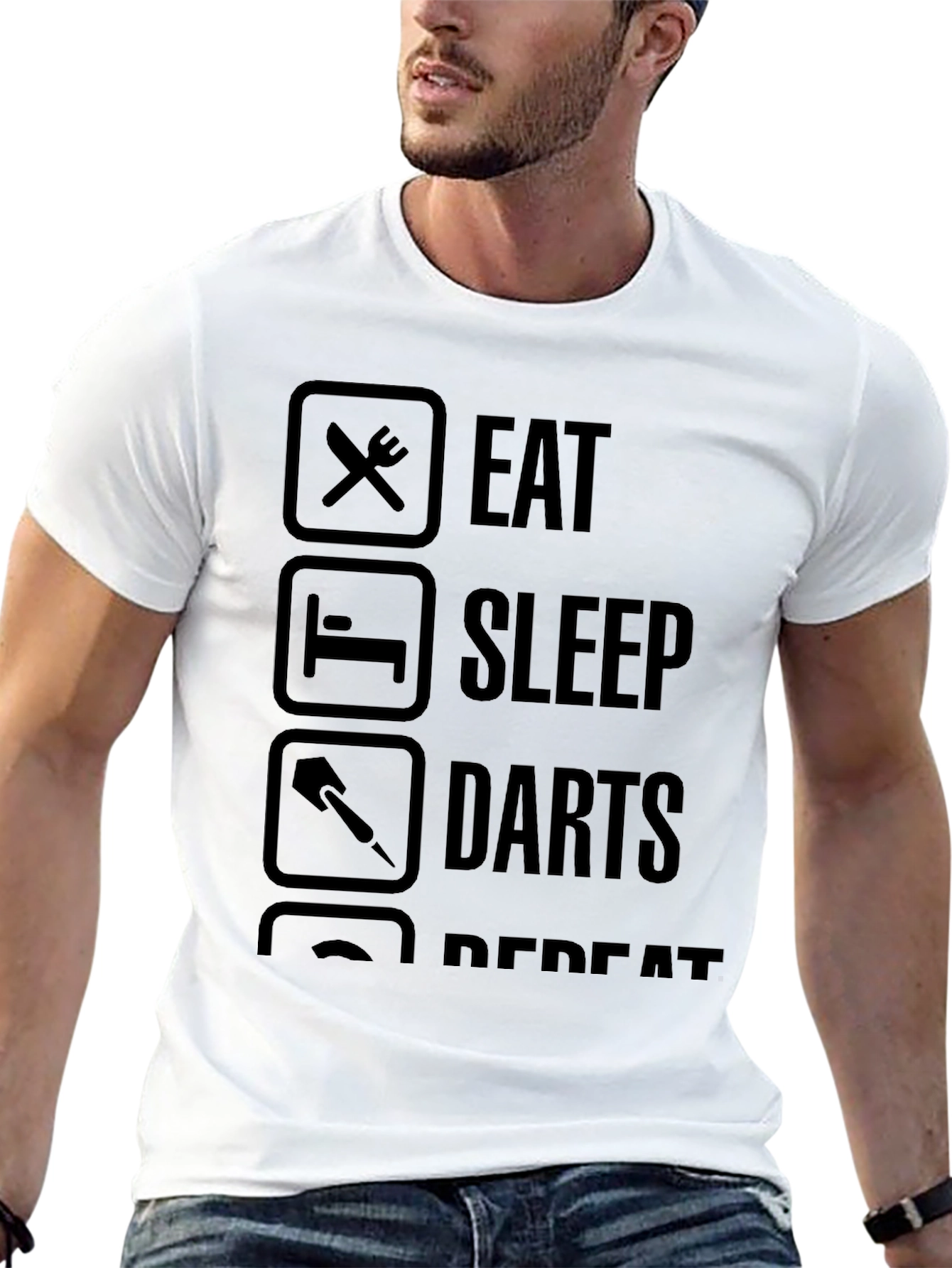 Eat Sleep Darts Repeat Black T-Shirt