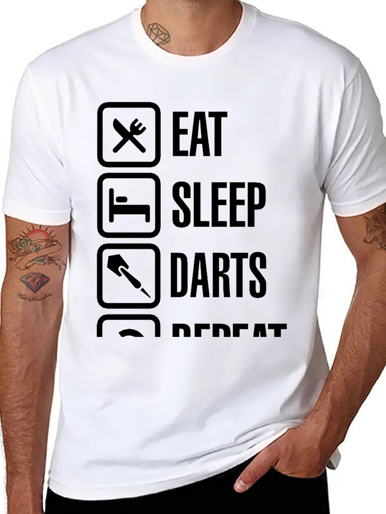 Eat Sleep Darts Repeat Black T-Shirt