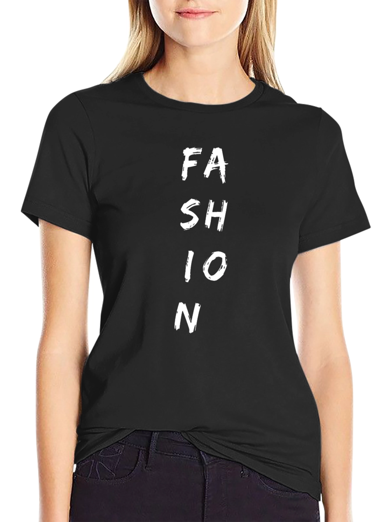 Fashion Graphic Print Black Tee