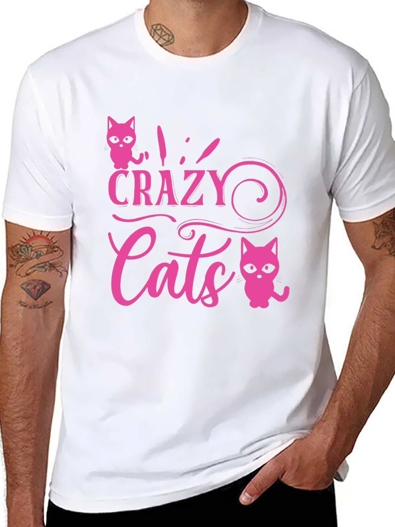 Crazy Cats Graphic Tee - Pink