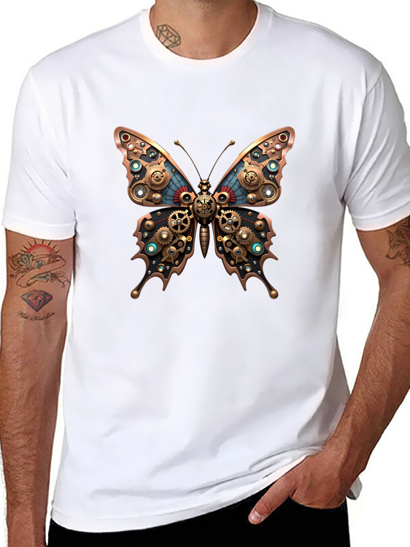 Steampunk Butterfly Graphic T-Shirt