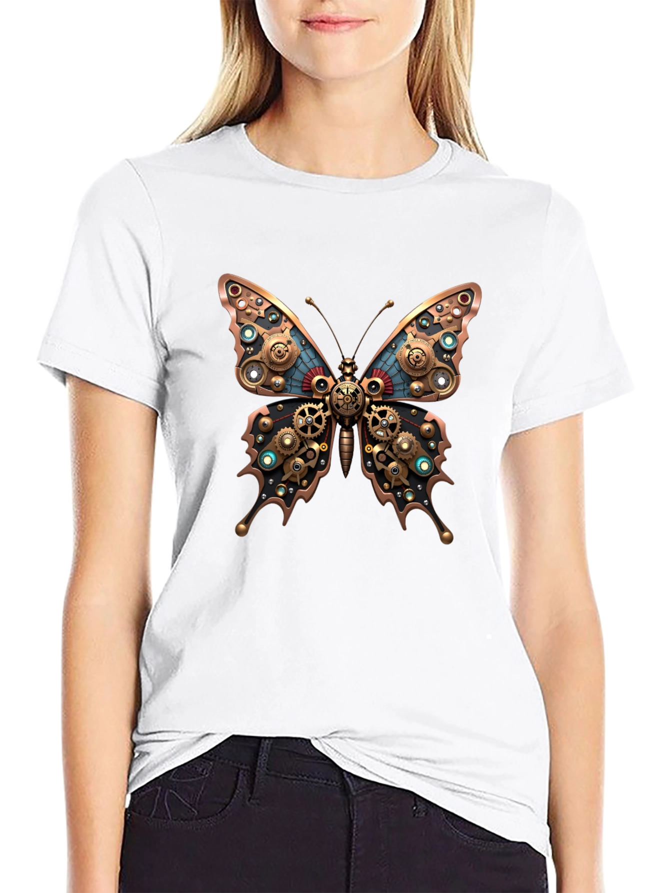 Steampunk Butterfly Graphic T-Shirt