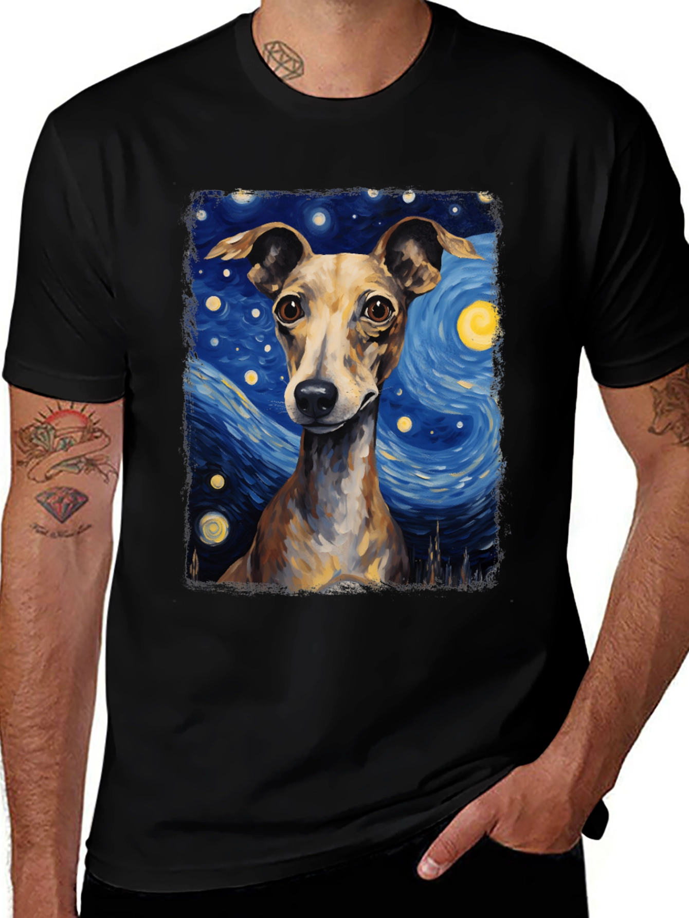 Starry Dog T-Shirt - Van Gogh Inspired Dog Tee