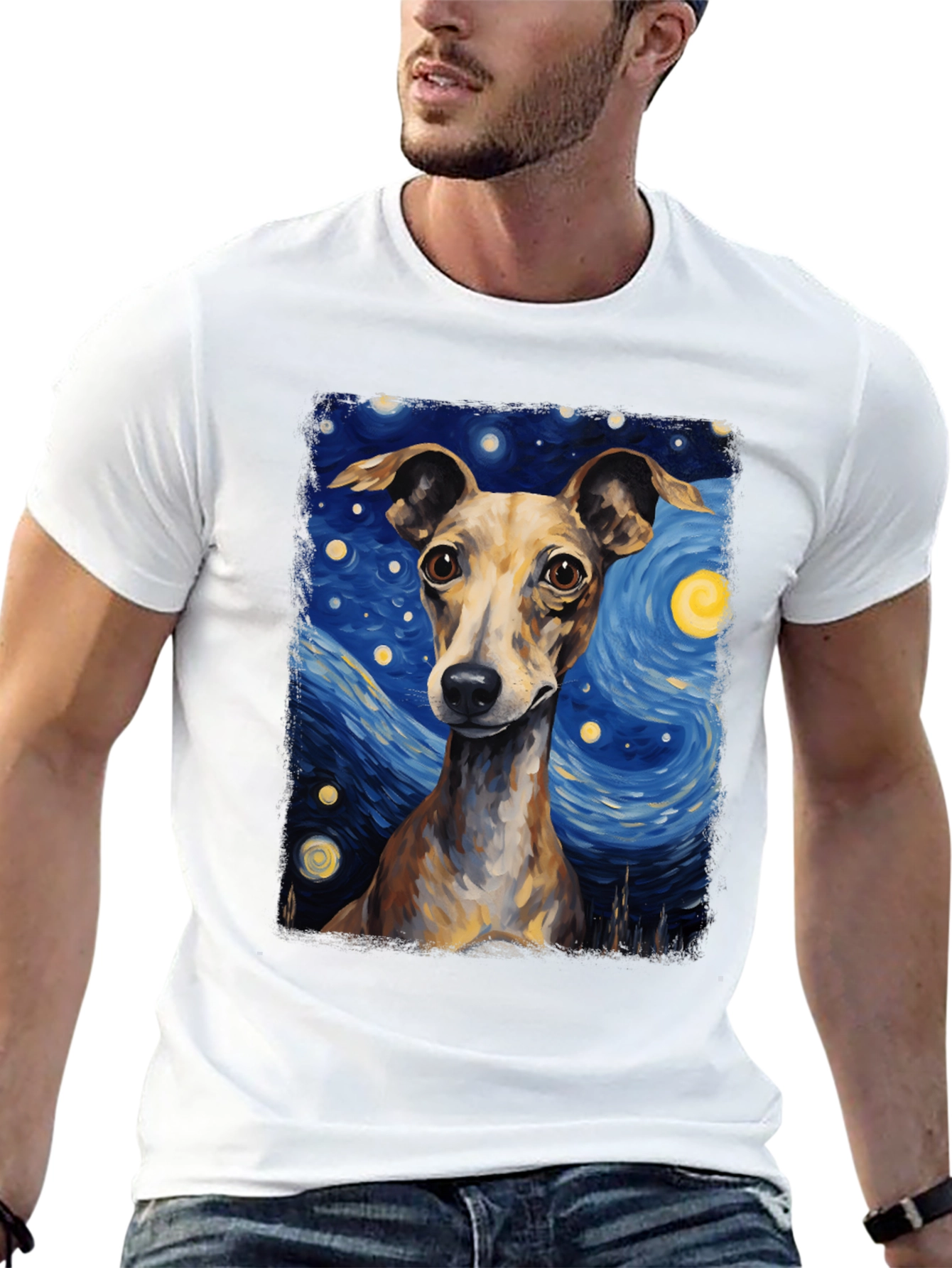 Starry Dog T-Shirt - Van Gogh Inspired Dog Tee