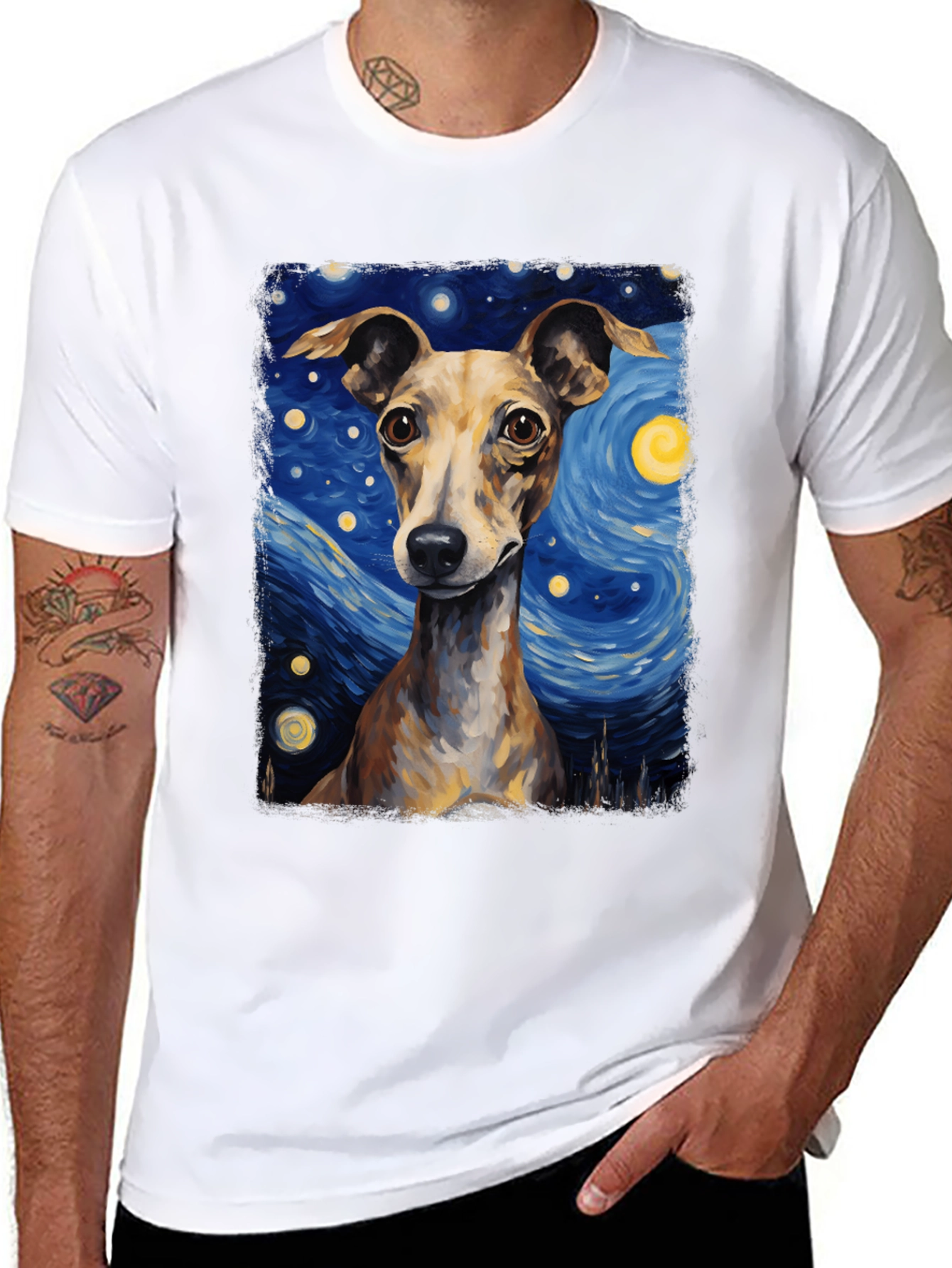 Starry Dog T-Shirt - Van Gogh Inspired Dog Tee