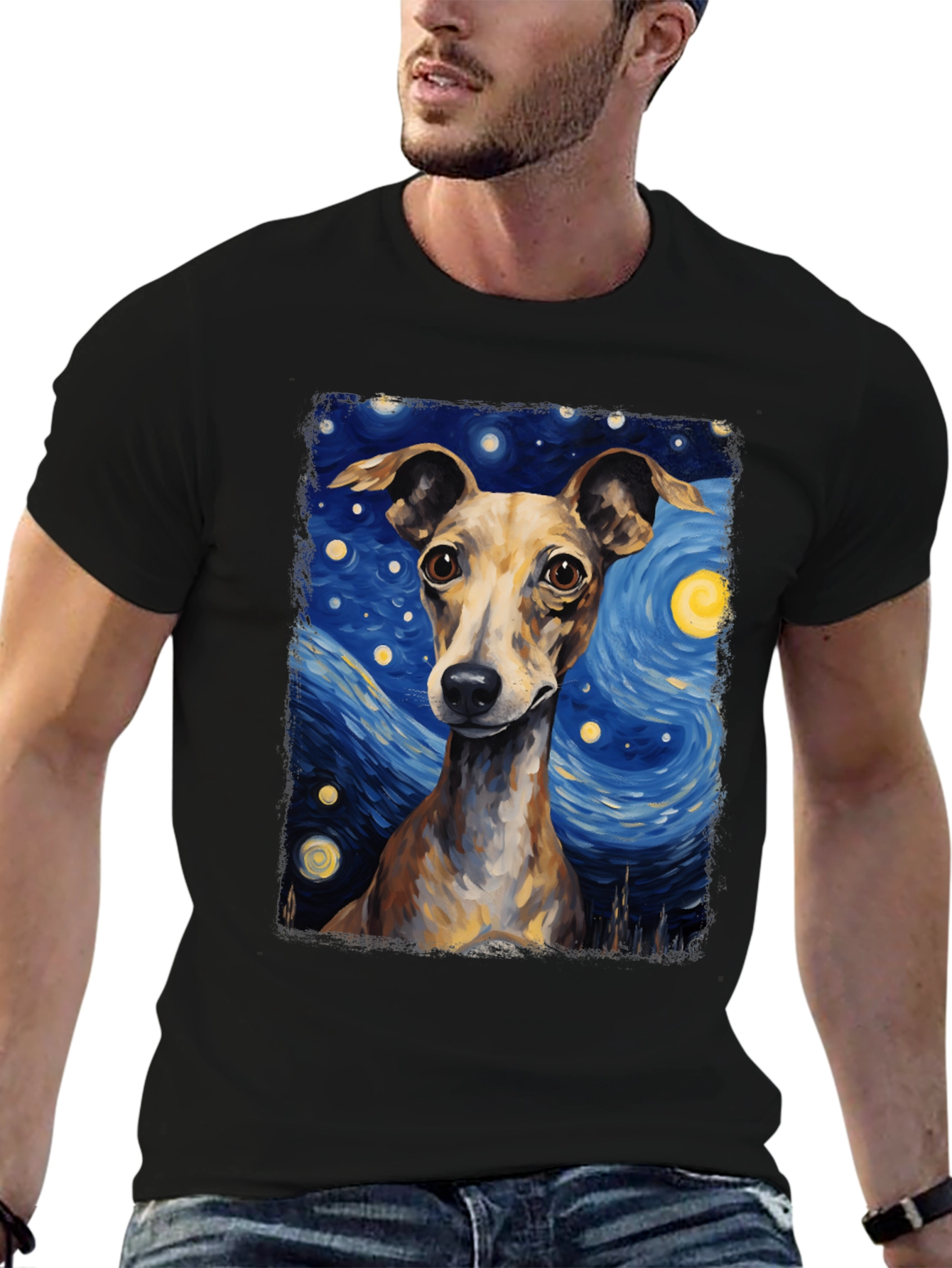 Starry Dog T-Shirt - Van Gogh Inspired Dog Tee