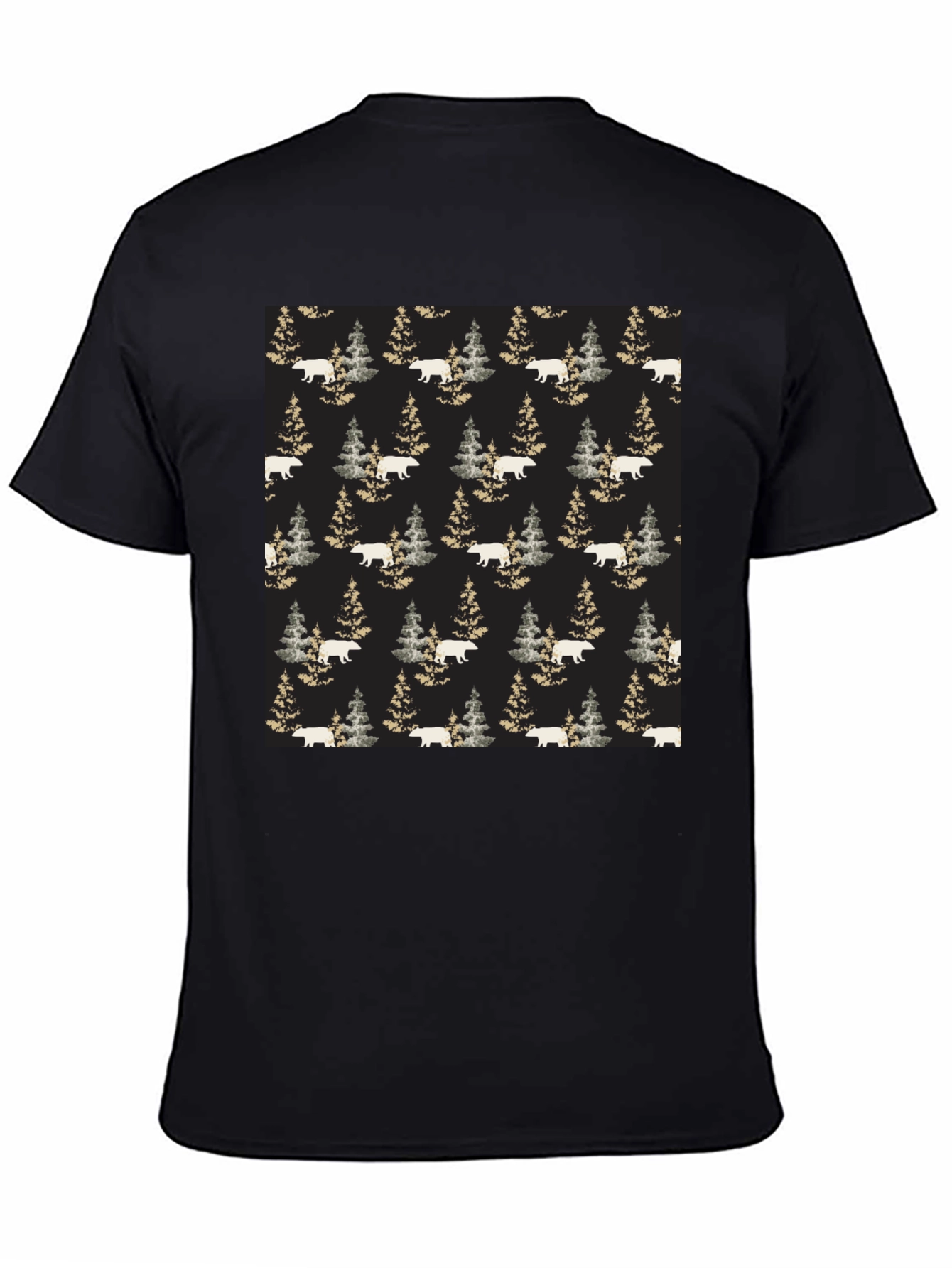 Bear & Pine Tree Pattern T-Shirt