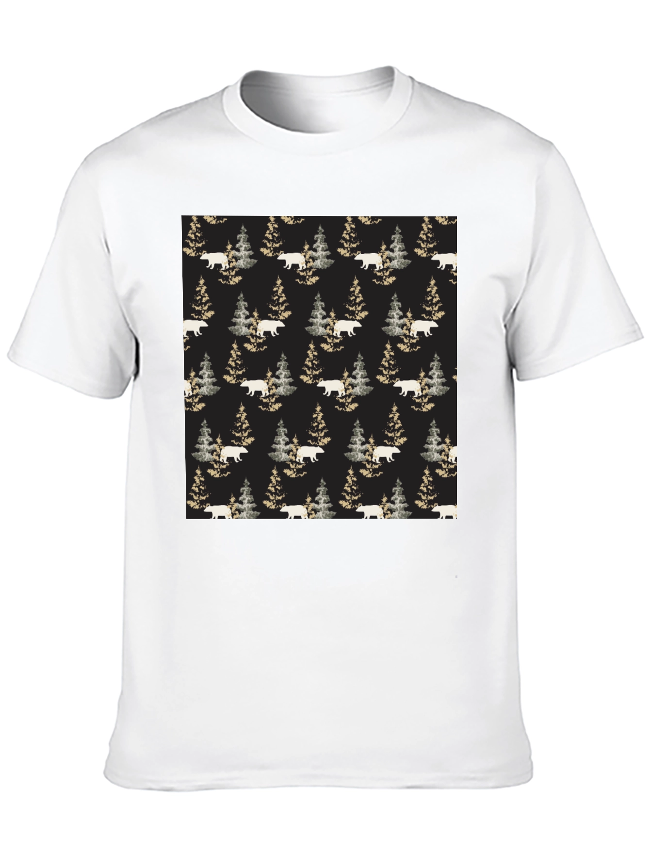 Bear & Pine Tree Pattern T-Shirt