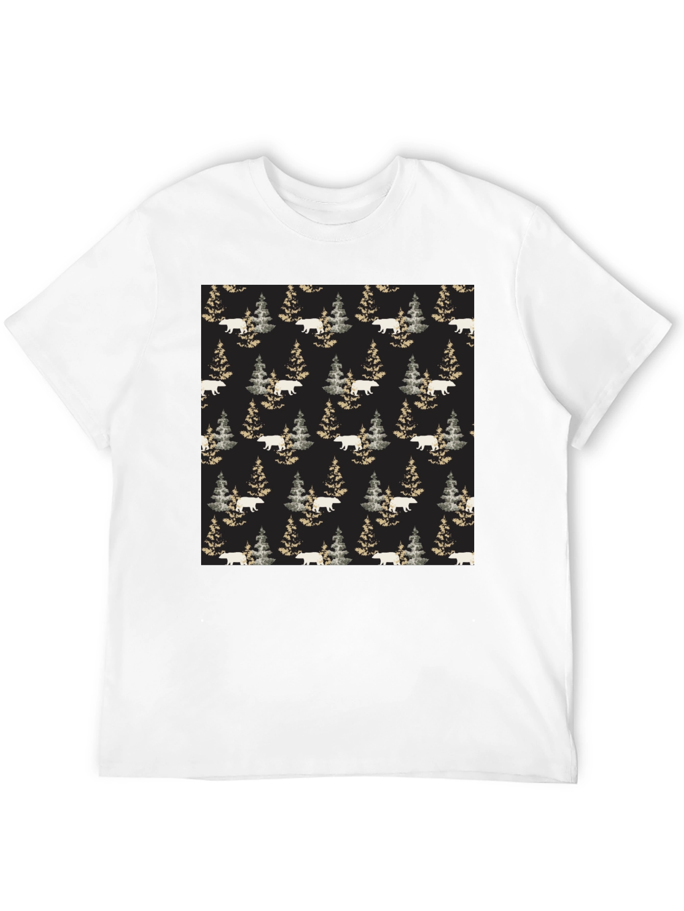 Bear & Pine Tree Pattern T-Shirt