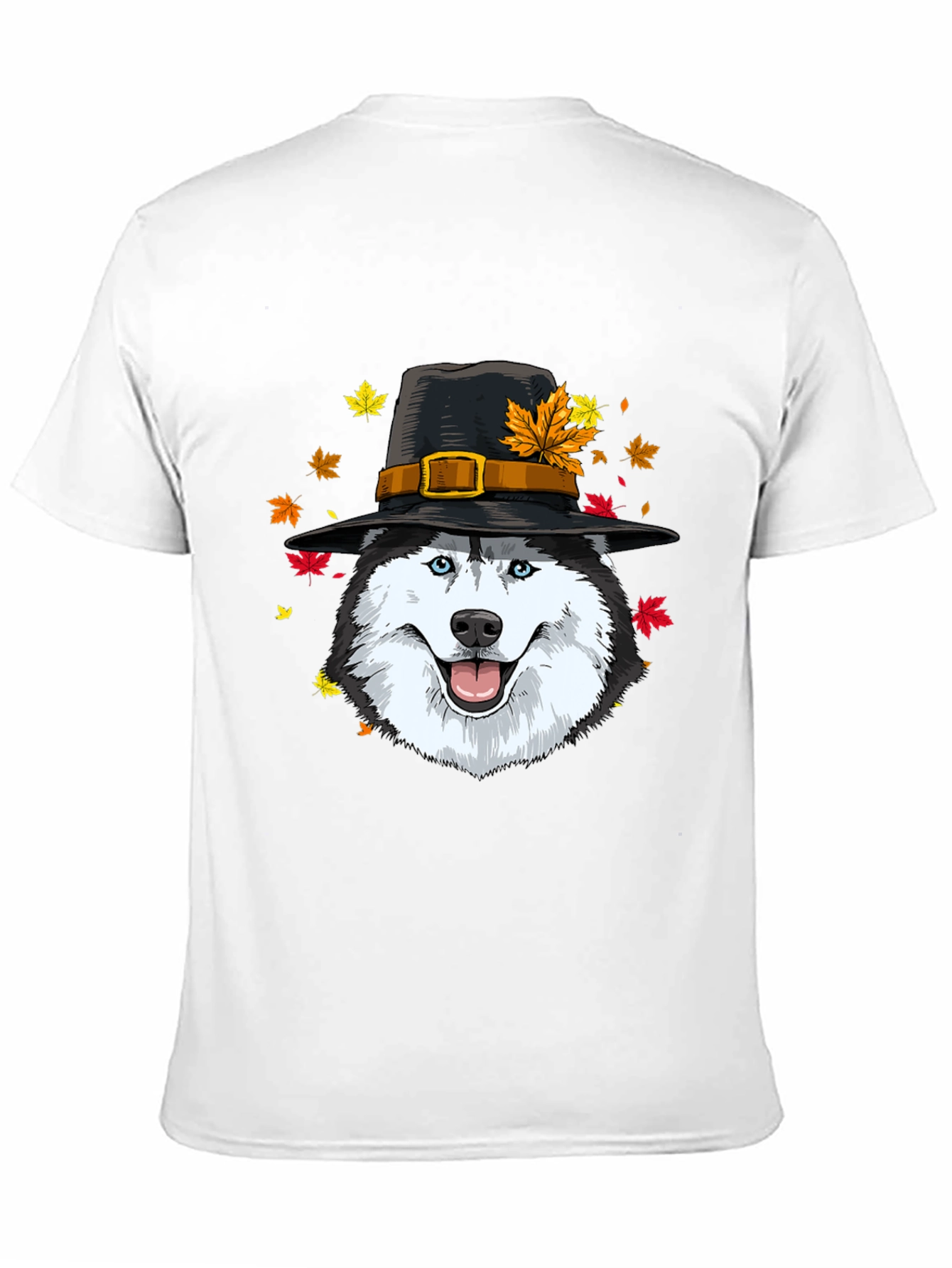 Thanksgiving Husky Pilgrim Hat T-Shirt
