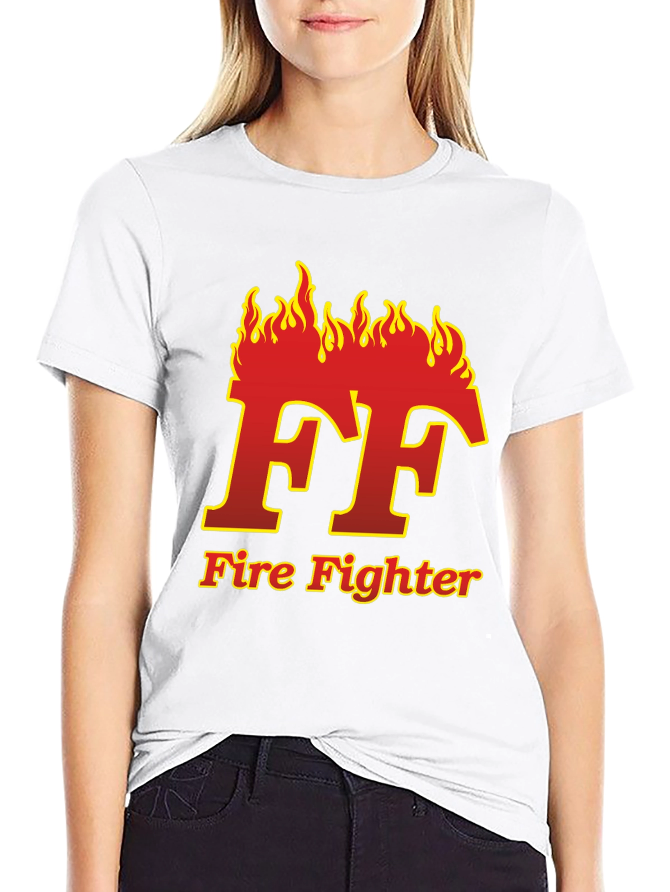 Firefighter Flame Logo Black T-Shirt