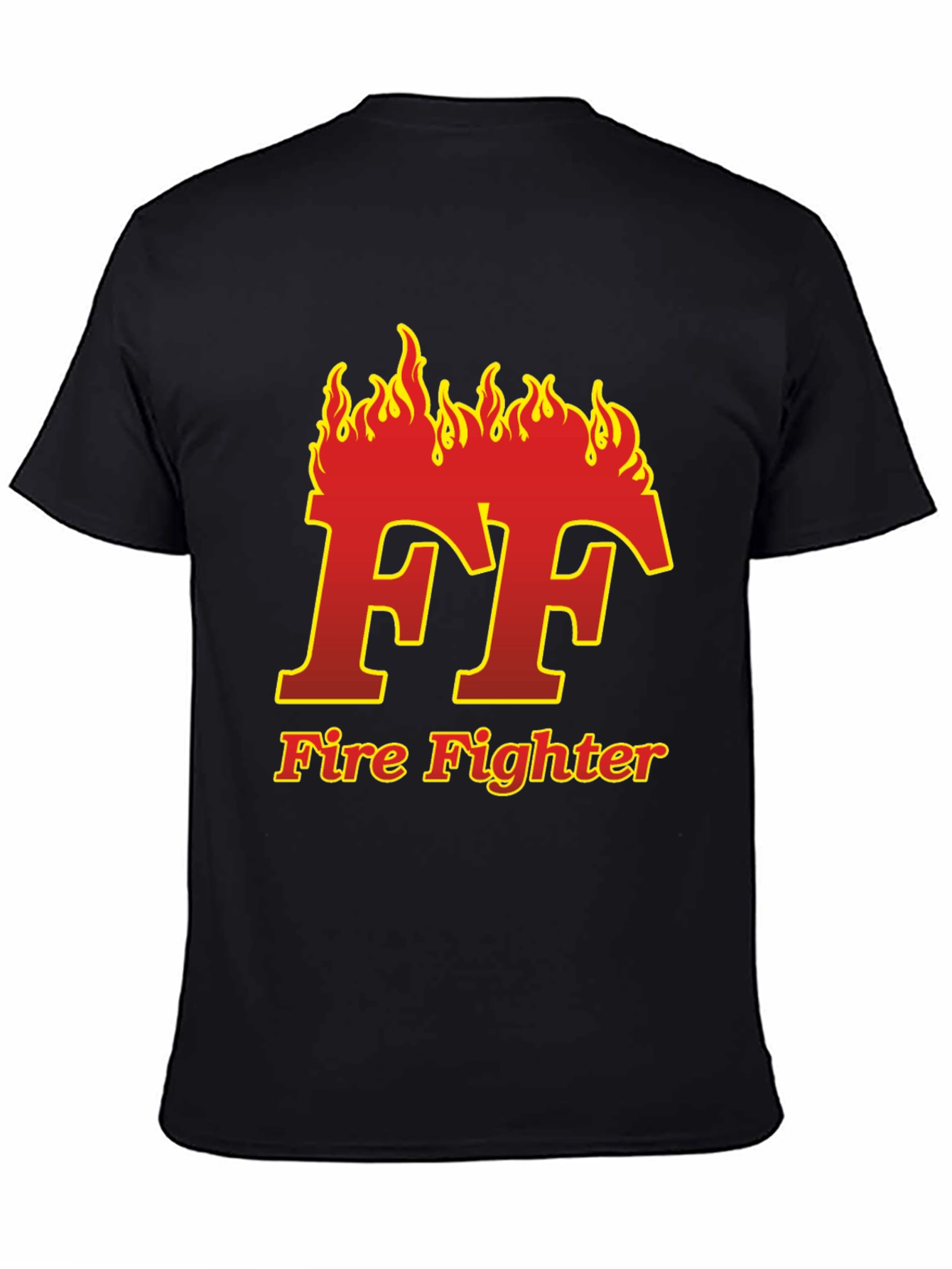 Firefighter Flame Logo Black T-Shirt