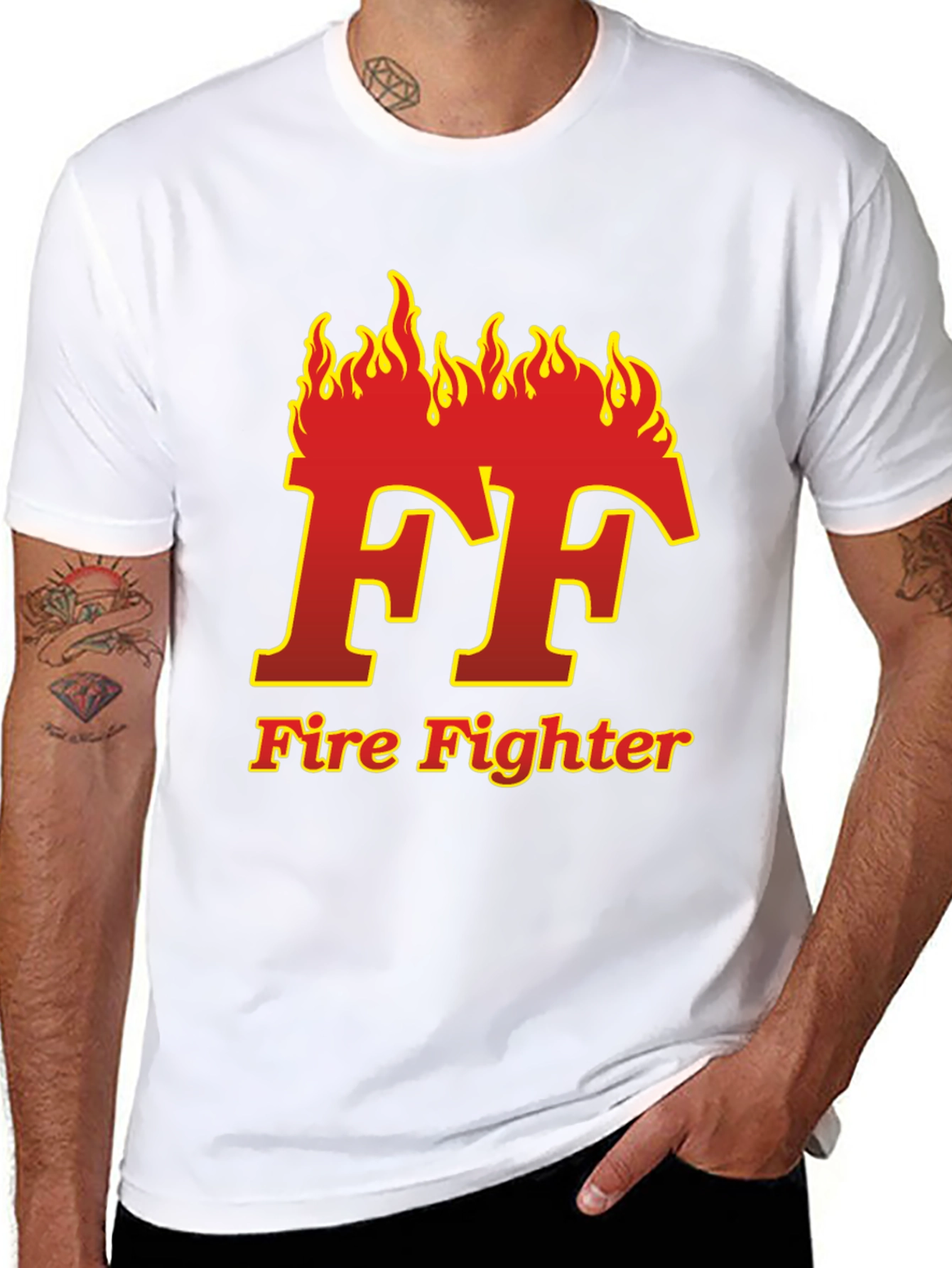 Firefighter Flame Logo Black T-Shirt
