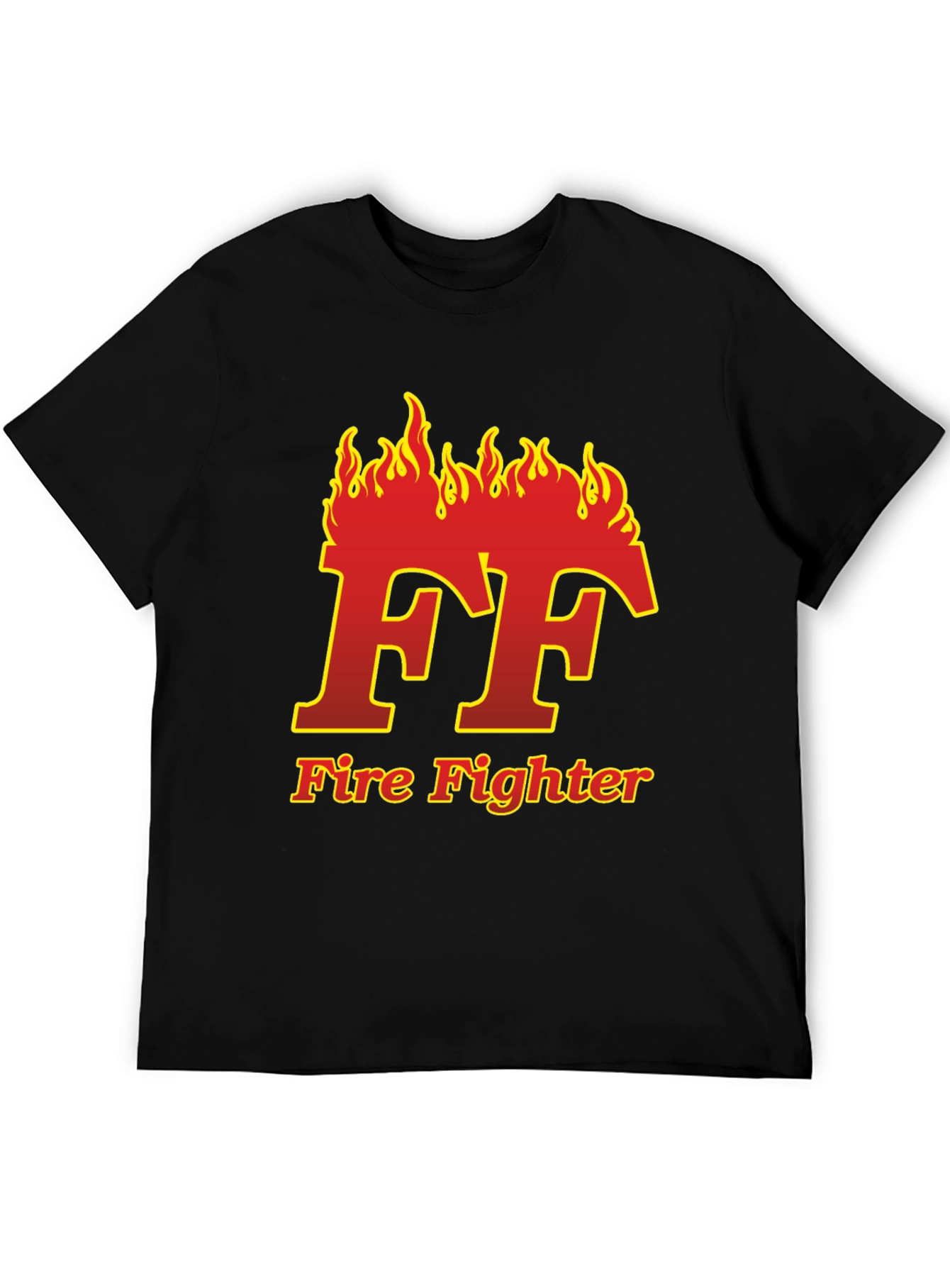 Firefighter Flame Logo Black T-Shirt