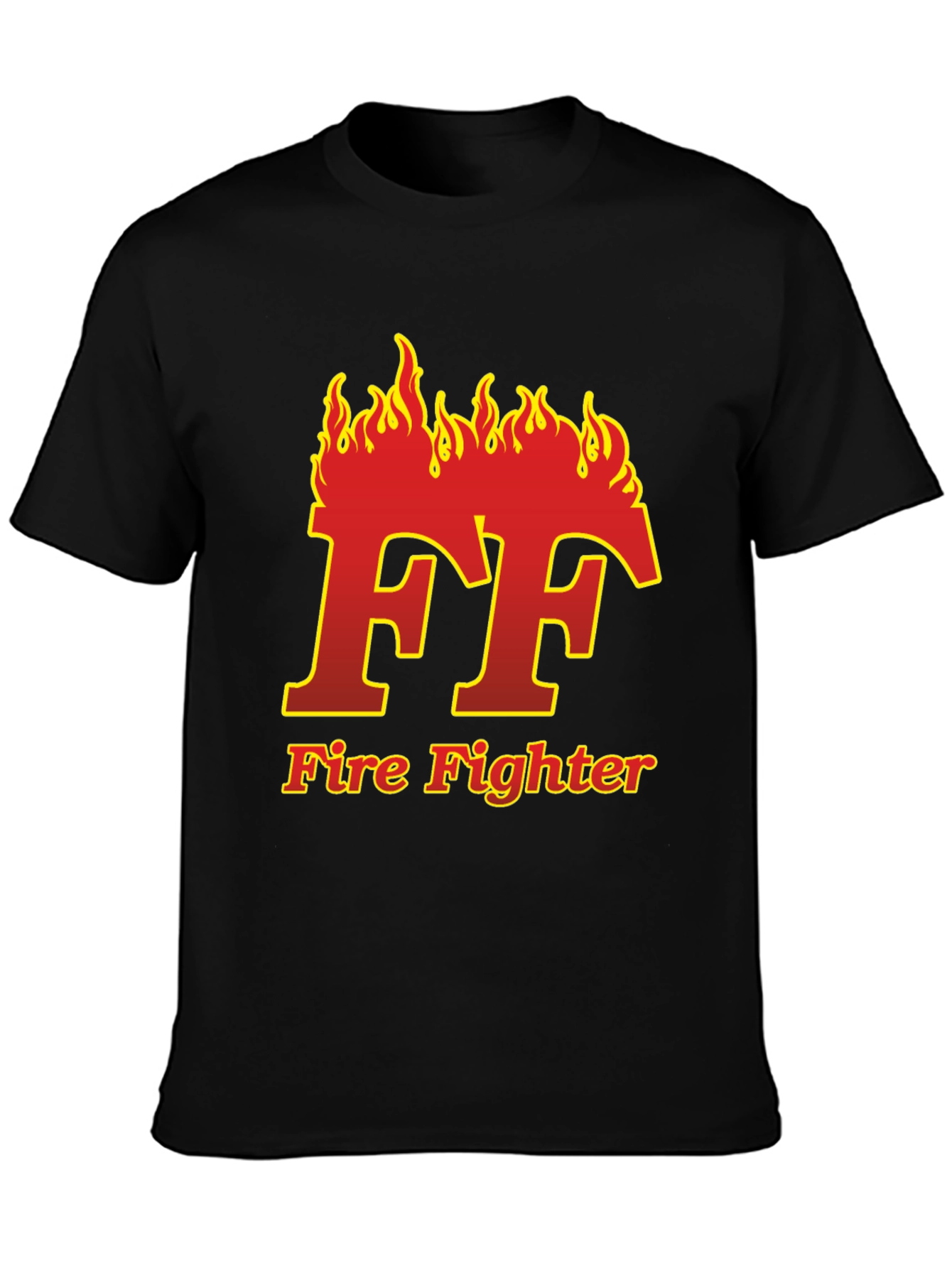 Firefighter Flame Logo Black T-Shirt